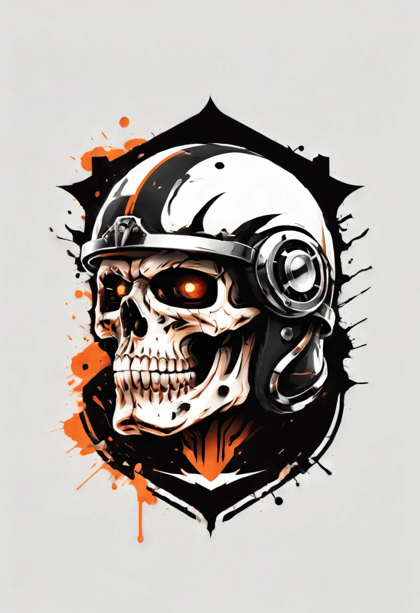 Harley Davidson logo design,t shirt design,beefy style,design only,white background,no model,professional,high contrast,high-res,ultra-detailed,vivid colors,metallic accents,sharp focus,edgy,dynamic composition,gritty texture,rough brush strokes,mechanical elements,chrome effect,classic typography,retro style,distressed look,aggressive lines and curves,3D rendering,striking visual impact,dark shadows,strong branding presence,monochromatic palette,industrial aesthetic, helmet skull