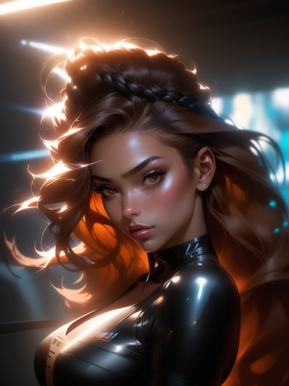 trending on ArtStation, stanley artgerm lau cinematic papel de parede, WLOP, Horse, Tiago Jean, Andrei Riabovitchev, Marcos Simonetti, Yoshitaka Amano. Antecedentes de Tiago Jean e Gustav Klimt, Julie Bell Luz, Pele de Porcelana, Estilo Zdislaw Beksinski, dynamic lighting, Full Face portrait photo of a graceful young African American woman with glowing brown eyes, pele bronzeada, Ondule o cabelo comprido, (cabelo castanho com cachos extra longos), .RAW, Beautiful woman, semi-open strawberry lip, Covinhas, wistful expression, (brown hair with extra long wavy), ((detalheed Face)), ((detalheed Facial Featureine detalheed skin), meio ambiente cyberpunk megacidade, (cor fria), humid, humid, reflection, (masterpieceShot com Canon EOS R5 (detalhe) (fotos realistas) (Detailed detalhes) Lente 50mm, F/2.8, HDR, (8k) (papel de parede) (A cinematic illumination) (dramatic lighting) (foco nítido) (Complexo), ..Fotografia RAW, ..Fotografia RAW, fotografia gigachad, camera pose, black jeans, back arm, 8k UHD, DSLR, alta qualidade, filmic grain, Fujifilm XT3 , Film Stock Photo 4 Kodak Portra 400 Camera F1.6 Lens Rich colors Ultra-realistic textures Dramatic lighting Unreal Engine Art Station Trends Cinestill 800 Tungsten, estilo toughboy, Rosto Ultra Focus, Intimidante, Combat Position, Preto e Cacheado Longo, Beads, Mulher jovem com camisa de seda aberta e saia grande no peito, fotorrealista, 4k, Upscale, Fita rica, corpo inteiro, elegante, highly detalheed, muito elaborado, fotorrealista art, arte conceitual por arte, Fosco, Neoartcore, foco nítido, 插圖, pele brilhante, fotorrealista clothes, beautiful face, symmetric eyes, symmetric, Olhos bonitos, fotorrealista Face, rosto perfeito, symmetric body, fotorrealista eyes, seguro para trabalhar, fotorrealista body, fotorrealista woman, fotorrealista hair, fotorrealista mouth, Ultra high resolution, melhor qualidade , 8k, .Foto RAW