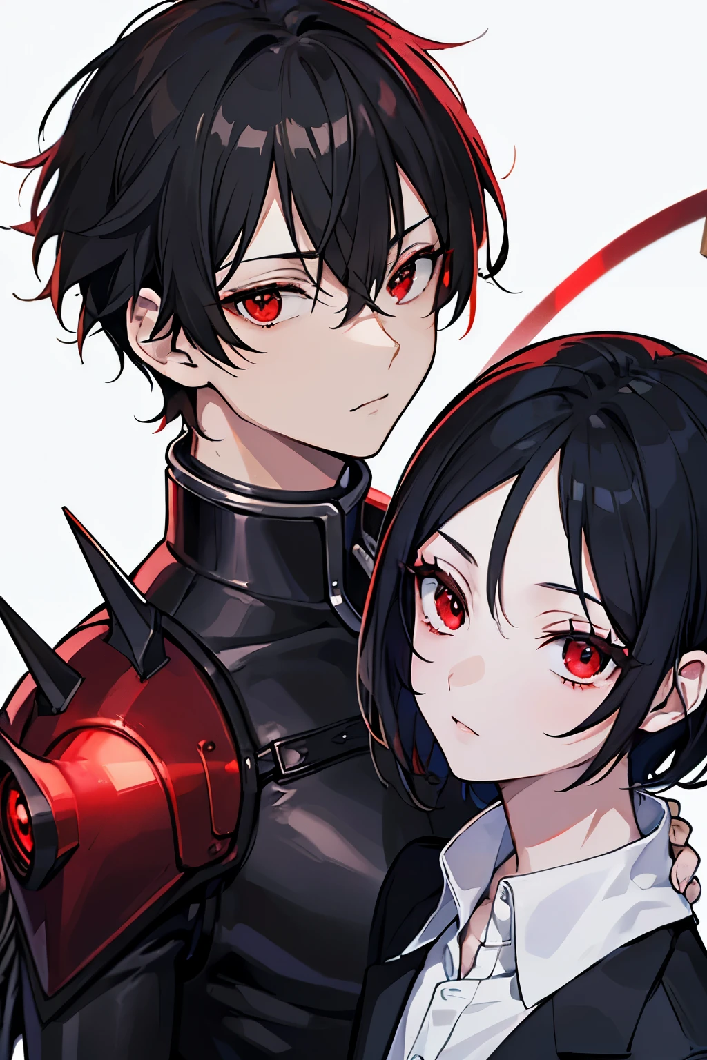 (masutepiece), (Best Quality), Highly detailed, 1 boy, Solo Focus, Perfect face, Beautiful face, extra detailed face,(A dark-haired:1.3),(red eyes glowing:1.4),black suits,(White eyelashes:1.4)