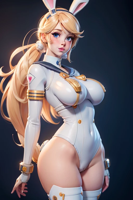 blond haired woman in a sailor costume posing for a picture, perfect android girl, hyperrealistic schoolgirl, a hyperrealistic schoolgirl, amouranth, better known as amouranth, biomechanical oppai, anime barbie in white stockings, ultrarealistic sweet bunny girl, photorealistic perfect body, young beautiful amouranth, oppai cyberpunk, sfw huge breasts