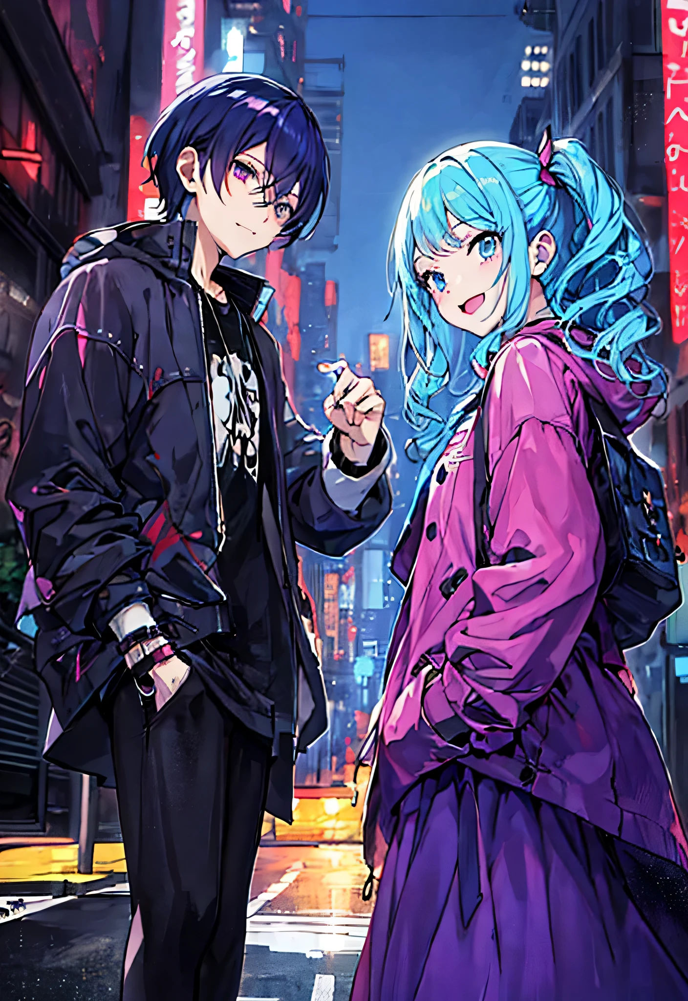 Anime characters standing on the streets of the city，The background is the building, style of anime 4 k, best anime 4k konachan wallpapers, 2 d style of anime, anime wallpaper4k, anime wallpaper4K, 4kanime wallpaper, style of anime. 8K, High quality anime art style, Girly frontline style, modern style of anime, hd anime wallpaper, anime wallpaper