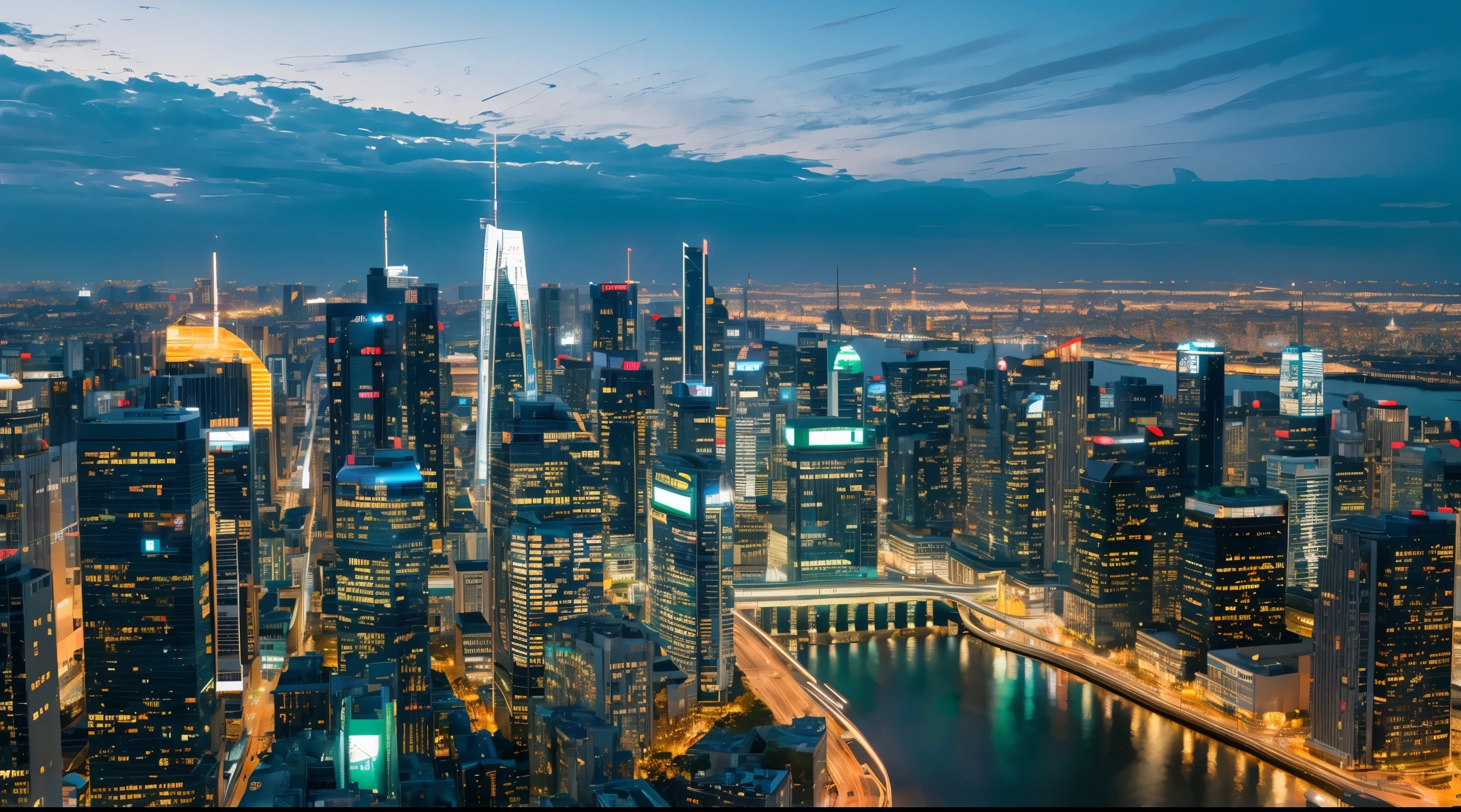 City of the Future、optic、futuristic city map、８K、high-level image quality、high-detail、レーザーoptic線を使用したリアルな画像のガラスの建物、greened、green nature bacKground、futuristic bacKground、A surreal science city lined with giant science、Super Resolution、Aspect ratio is 16:9,masutepiece, Anatomically correct, Super Detail, High quality, Best Quality, 8K, 16K,wide々space arrangement