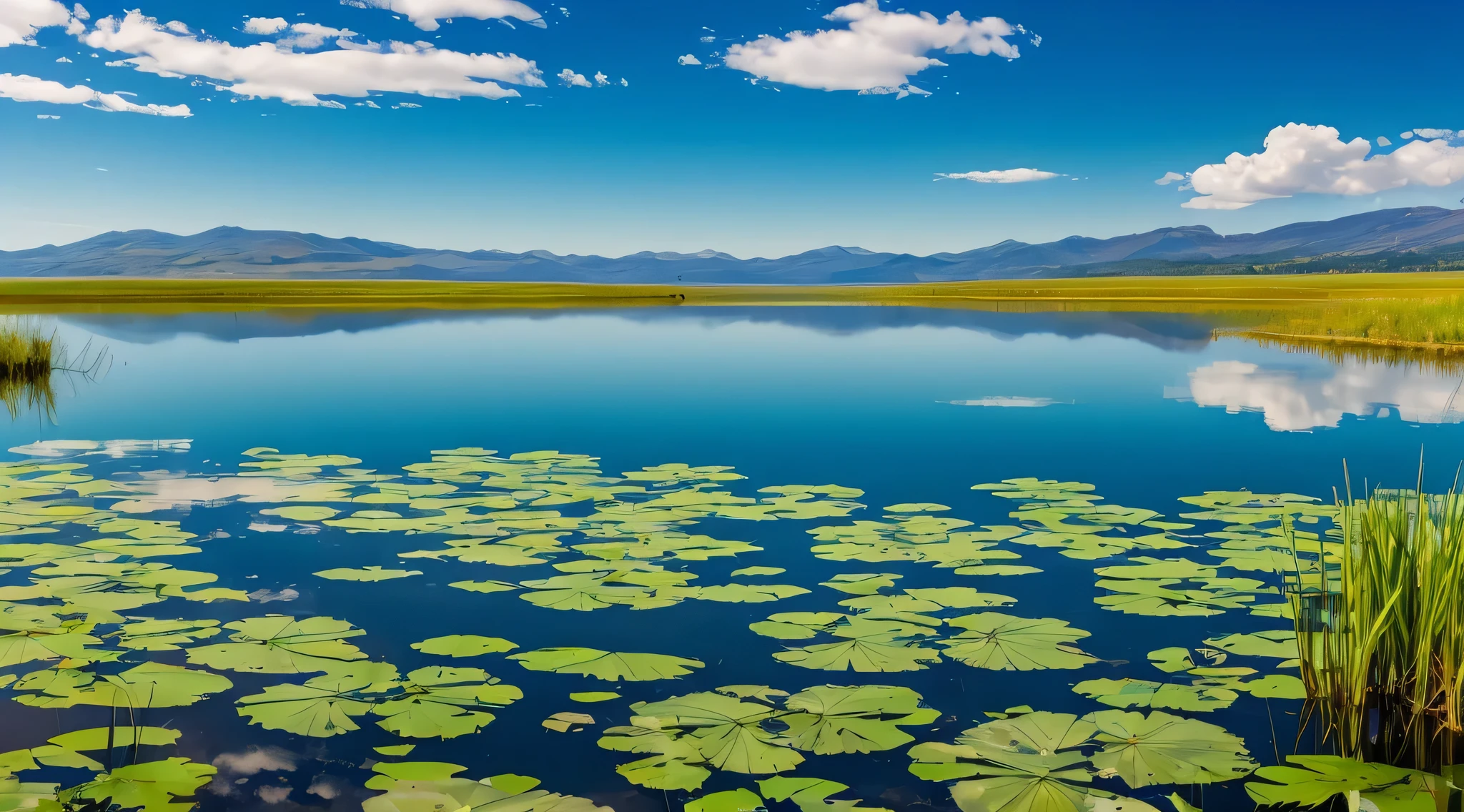 Create an image of a tranquil lake with ripples spreading across the surface. Reflect abstract shapes on the water's edge to symbolize acceptance, showcasing that disturbances are part of the journey.