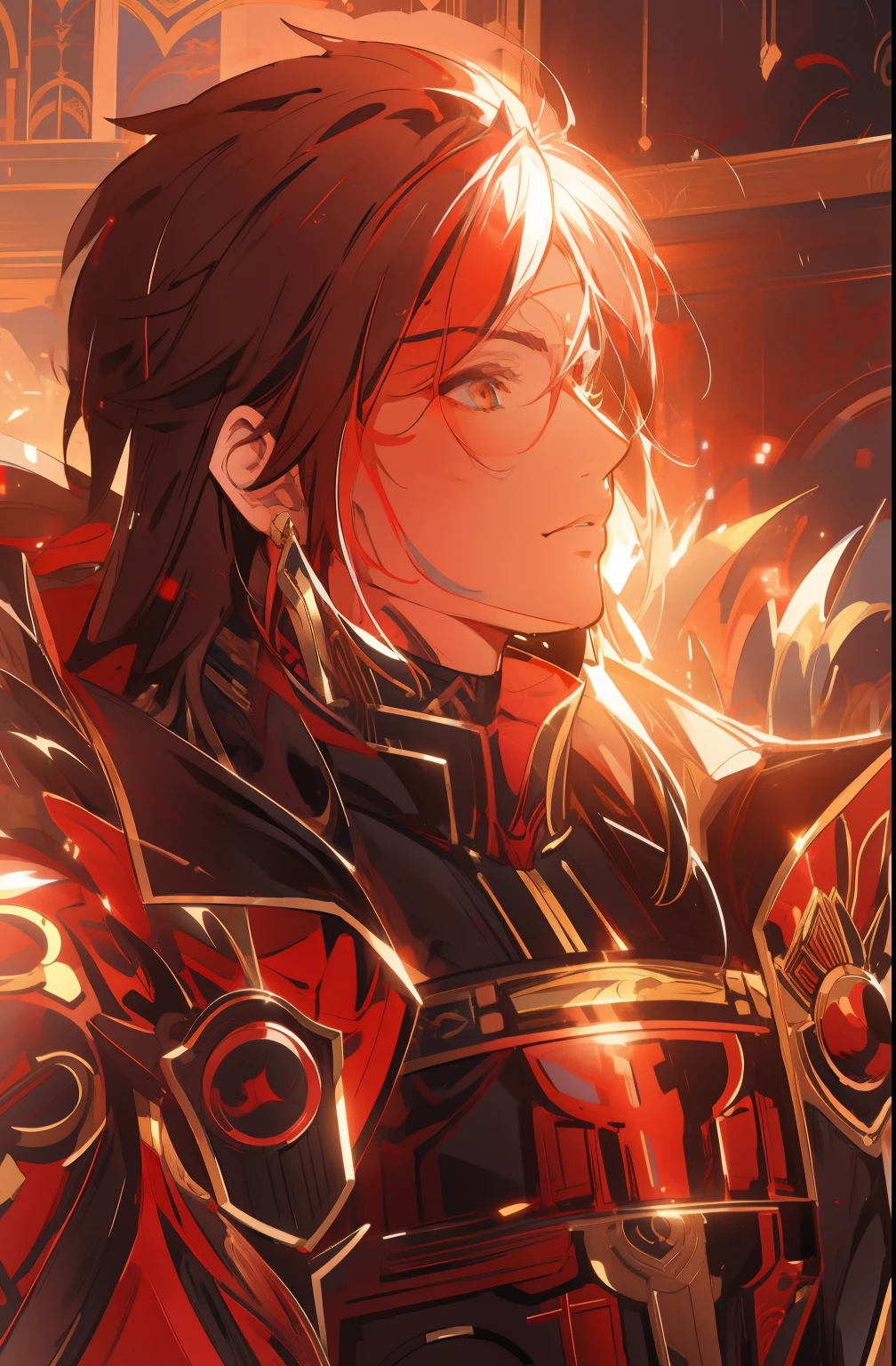 Anime-style image:One in armor、Positive Roman man holding a flower in his hand, I am the point, casimir art, Sajimi, fireemblem, Handsome guy in the art of slaying demons, , edelgard from fireemblem, Illustrations by Soejima Shigenori, bian lian, Very detailed and beautiful fan art, a human male paladin