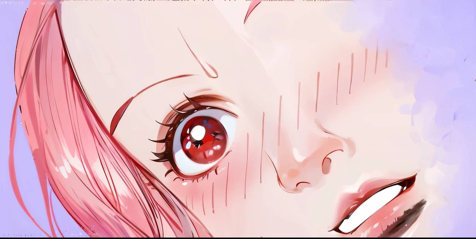 1girl, face close up, shocked, beautiful, pastel pink hair, shiny eyes, blushing, masterpiece, best quality, masterpiece, best quality, cute, looking ahead, beautiful eyes