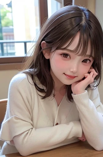 (NSFW:0.99)、masuter piece, Best Quality, in 8K, (masterpiece,top-quality,超A high resolution), (Perfect limbs、perfect anatomia), ((nice hand,perfect hand,Five fingers connected to the palm of the hand,accurate hands without incongruity)), Japan girls, A daughter, Very beautiful girl, innocent, pure and innocent, Pure, The most beautiful girl in the world、Cute too, cute, Innocent, long dense lashes, Dark eyes, Moist eyes, Transparent eyes, drooing eyes, plump lips, Plump cheeks, Slightly rounded nose, I'm looking at the person I admire, Embarrassed look, Smiling smile,