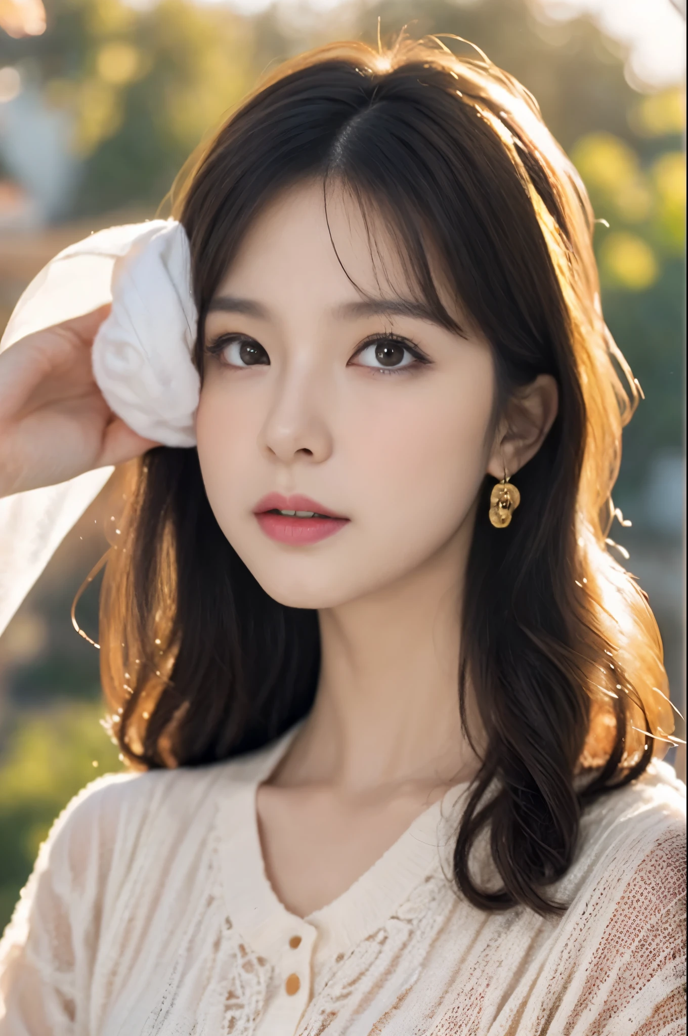 (真实感),(of a real: 1.4), Best quality at best, illustratio, ultra - detailed, finely detailled, A high resolution, 8k wallpaper, Perfect dynamic composition, appearance:
1. Fresh and natural:秋天甜妹的appearance通常给人一种Fresh and natural的感觉,Fair and translucent skin,Bright eyes,The whole person looks youthful。
2. Warm sunshine:她的笑容Warm sunshine,Make people feel comfortable and friendly。
3. Energetic:She is always full of energy,Light steps,It gives a positive feeling。
clothes:
1. Soft material:秋天甜妹的clothes材质通常以柔软为主,Like cotton、hemp、chiffon etc.,Make people feel comfortable and natural。
2. Warm colors:她们的clothes色调偏向温暖,Such as beige、Light coffee color、pink etc.,Give people a feeling。
3. fashion elements:她们的clothes中常常融入fashion elements,Such as ruffles、Lace、Bows, etc,Show a sweet personality。
Makeup:
1. Clear base makeup:秋天甜妹的Makeup通常以清透自然的底妆为主,Highlights skin's natural glow。
2. Soft eye makeup:Eye makeup,They choose soft colors,Such as pink、beige, etc,Create a cute and sweet feeling。
3. Lip makeup:Lip makeup方面,the color they usually choose,Such as pink、Peach color etc.,Add sweetness。