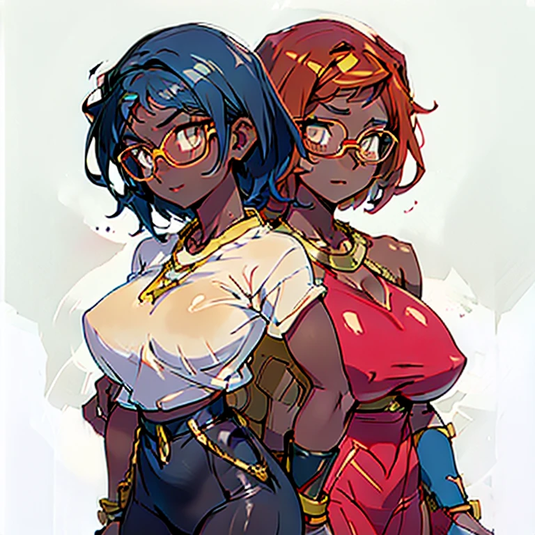 (masterpiece, best quality:1.2),1 girl, voluptuous body, full body, masterpiece, dominant pose, good anatomy, no extra limbs, big ass, thick thighs, black hair, voluminous afro, pointy ears, gold earrings, black top with red details, black skirt with red details, gold necklaces