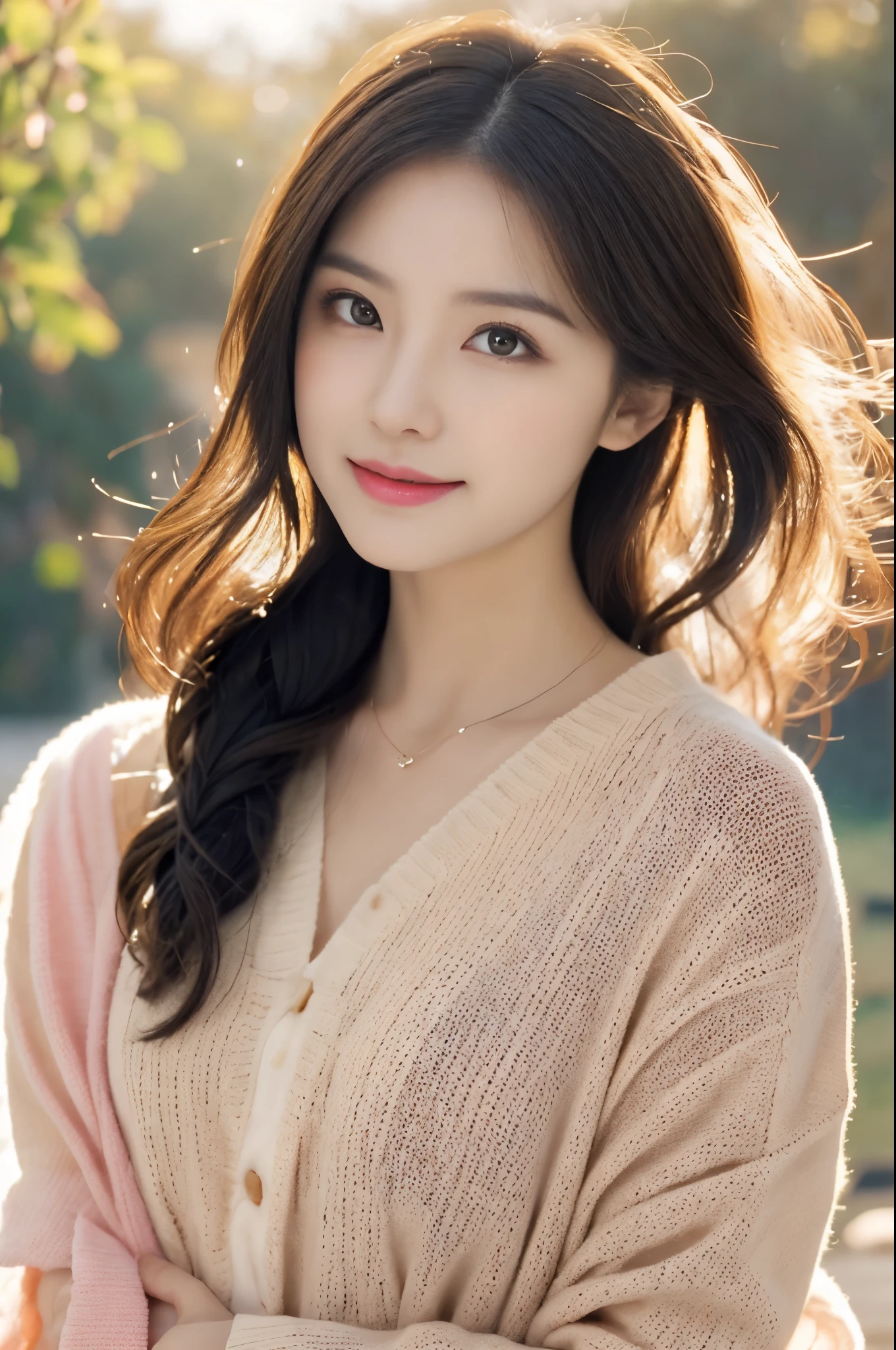 (真实感),(of a real: 1.4), Best quality at best, illustratio, ultra - detailed, finely detailled, A high resolution, 8k wallpaper, Perfect dynamic composition, appearance:
1. Fresh and natural:秋天甜妹的appearance通常给人一种Fresh and natural的感觉,Fair and translucent skin,Bright eyes,The whole person looks youthful。
2. Warm sunshine:她的笑容Warm sunshine,Make people feel comfortable and friendly。
3. Energetic:She is always full of energy,Light steps,It gives a positive feeling。
clothes:
1. Soft material:秋天甜妹的clothes材质通常以柔软为主,Like cotton、hemp、chiffon etc.,Make people feel comfortable and natural。
2. Warm colors:她们的clothes色调偏向温暖,Such as beige、Light coffee color、pink etc.,Give people a feeling。
3. fashion elements:她们的clothes中常常融入fashion elements,Such as ruffles、Lace、Bows, etc,Show a sweet personality。
Makeup:
1. Clear base makeup:秋天甜妹的Makeup通常以清透自然的底妆为主,Highlights skin's natural glow。
2. Soft eye makeup:Eye makeup,They choose soft colors,Such as pink、beige, etc,Create a cute and sweet feeling。
3. Lip makeup:Lip makeup方面,the color they usually choose,Such as pink、Peach color etc.,Add sweetness。