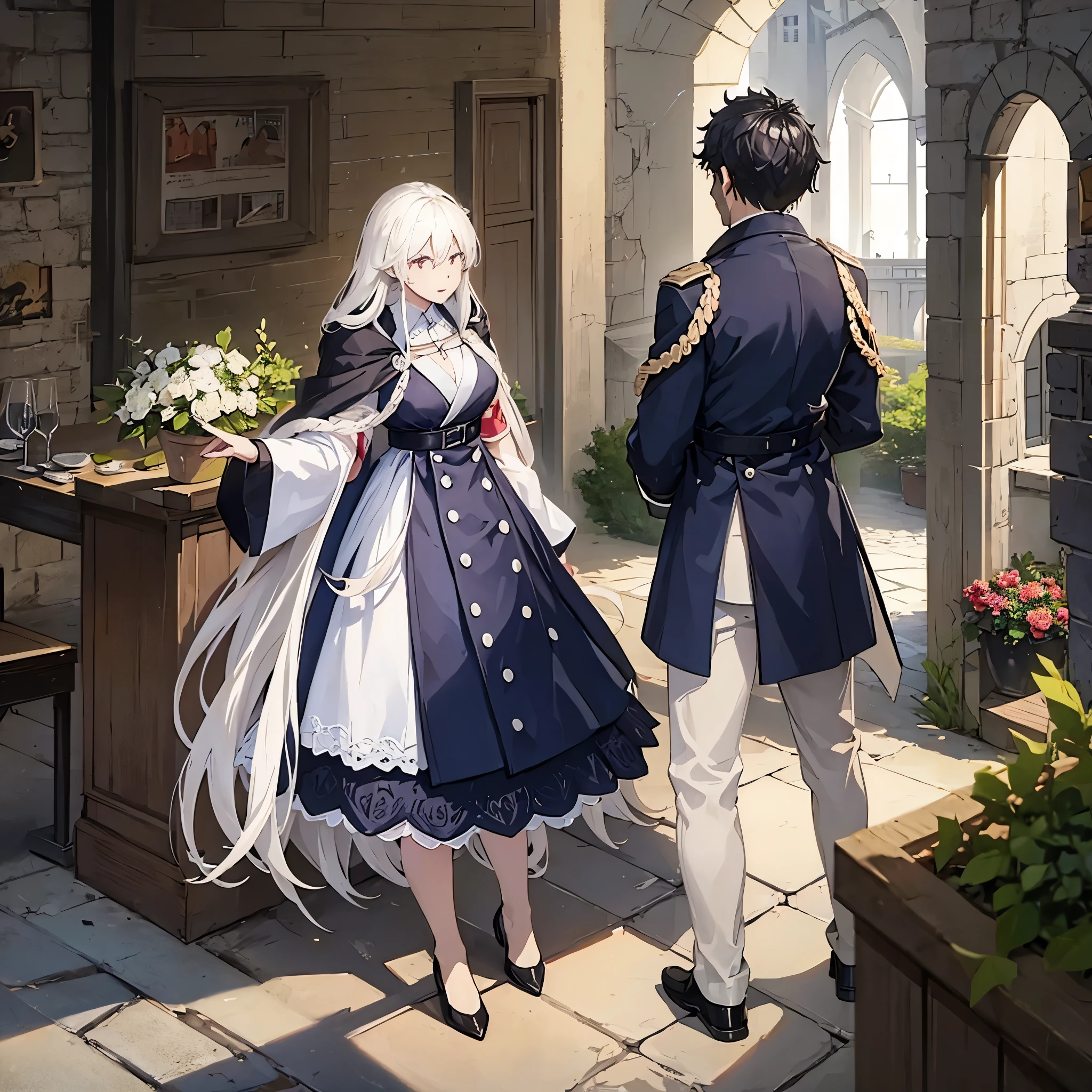 a man and a woman together in a German castle
