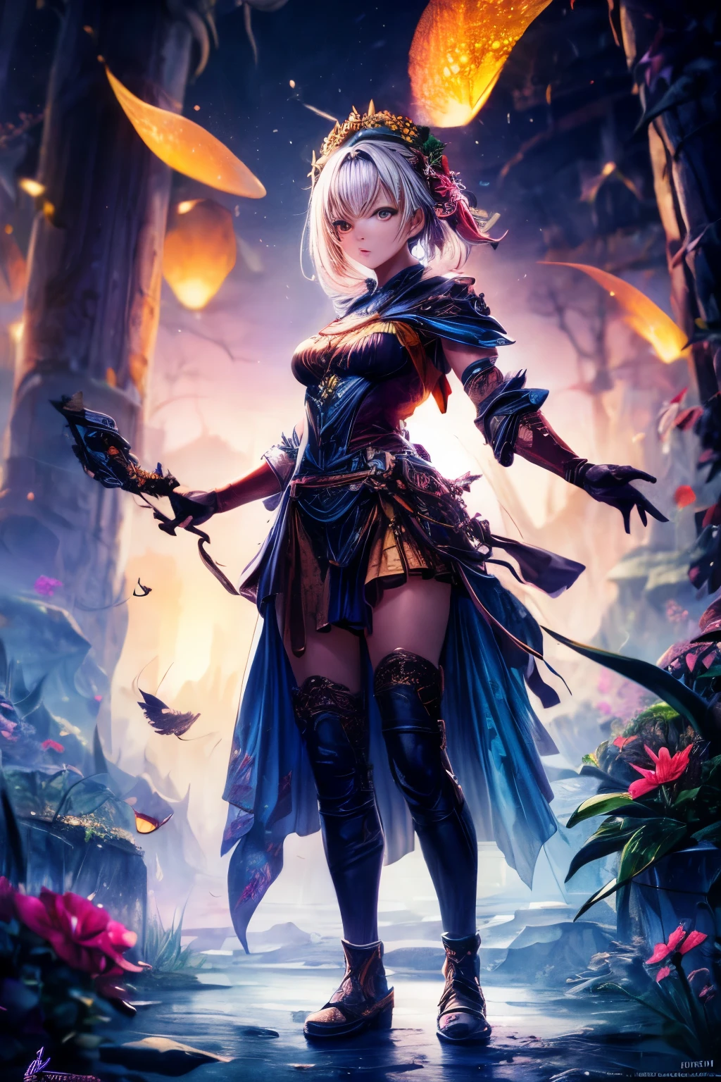masterpiece, best quality, high quality,extremely detailed CG unity 8k wallpaper, An enchanting and dreamy scene of a fantasy forest, (with towering trees), (pink),glowing mushrooms, and hidden fairy glens, creating a sense of mystique and enchantment, BREAK, (1 cute girl, solo, chasing fireflies:1.5, full body), artstation, digital illustration, intricate, trending, pastel colors, oil paiting, award winning photography, Bokeh, Depth of Field, HDR, bloom, Chromatic Aberration ,Photorealistic,extremely detailed, trending on artstation, trending on CGsociety, Intricate, High Detail, dramatic, 1girl, xinniang,qbxjl,backlight
