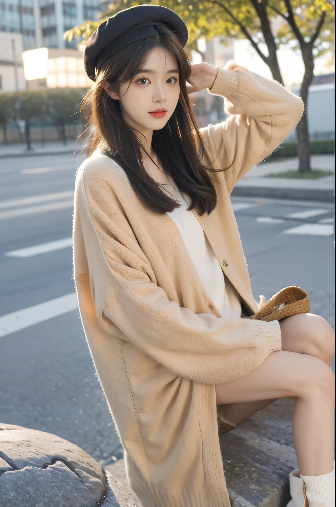 (Best quality,tall house:1.2),hyper-detailing,Photo degree:1.37,in a panoramic view,appearance:
Face:秋天的甜妹Face依然圆润可爱,But maybe it’s because of the cool autumn wind,The cheeks are a little more rosy,Adding a bit more health and vitality。
The eye:她的The eye像秋天的湖水一样深邃,Shimmering with a gentle light。Eye waves,It’s as if you can see the warm sunshine and breeze of autumn。
nase:nase依然小巧挺拔,But it’s different from the freshness of summer,In autumn, she has more calmness and elegance。
cparted lips:cparted lips微微上扬,Like always ready to smile。Ruddy lips,Like ripe apples in autumn,and sweet。
skin tone:skin tone依然白皙透亮,But the autumn sunshine added a bit of golden luster to her,Make her look warmer and more friendly。
clothes:
color:秋天的甜妹喜欢穿着温暖的color,caramel color、deciduous yellow、Dark brown etc.。这些color与秋天的景色相映成趣,Make her look more harmonious and natural。
style:She chooses a loose sweater、舒适的阔腿裤或优雅的连衣裙等style。These clothes are not only warm and comfortable,It can also show her elegant temperament。
Accessories:她善于运用Accessories增添造型的亮点。A retro beret、A delicate scarf or a pair of stylish ankle boots,Can add a bit of character to her autumn look。
Makeup:
Base makeup:Base makeup依然清透自然,Emphasis on skin transparency。The autumn sunshine makes her skin look healthier and more vibrant。
eye makeup:eye makeup以温暖的棕色系为主,Gently smudge the eye shadow into the eye sockets,Create a deep loo mesmo tempo,She also uses eyeliner to outline clear eyeliner,使The eye看起来更加有神。
Lip makeup:Lip makeup依然以甜美的color为主,As red as maple leaves、Peach color etc.。这些color与秋天的景色相呼应,Make her look sweeter and cuter。
Blushlush:Blushlush的颜色选择温暖的橘色或粉色,Gently sweep it on the cheeks,Creates a natural rosy loo mesmo tempo,也能使她的Face看起来更加立体与饱满。