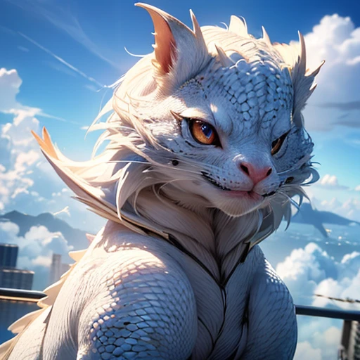 (best quality,4k,8k,highres,masterpiece:1.2),ultra-detailed,(realistic,photorealistic,photo-realistic:1.37),small white dragon,blue scales,cute detailed eyes,cute detailed lips,anime:1.1,3d,small size,flying in the sky,clouds in the background,adorable pet