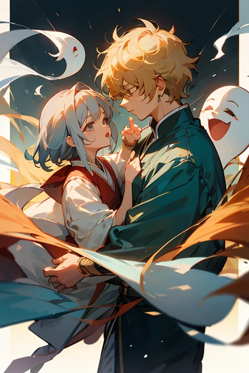 Gintama painting style,Interesting tribute,《Saint Seiya》Phoenix Yihui is right behind the little girl,Interesting ghost story