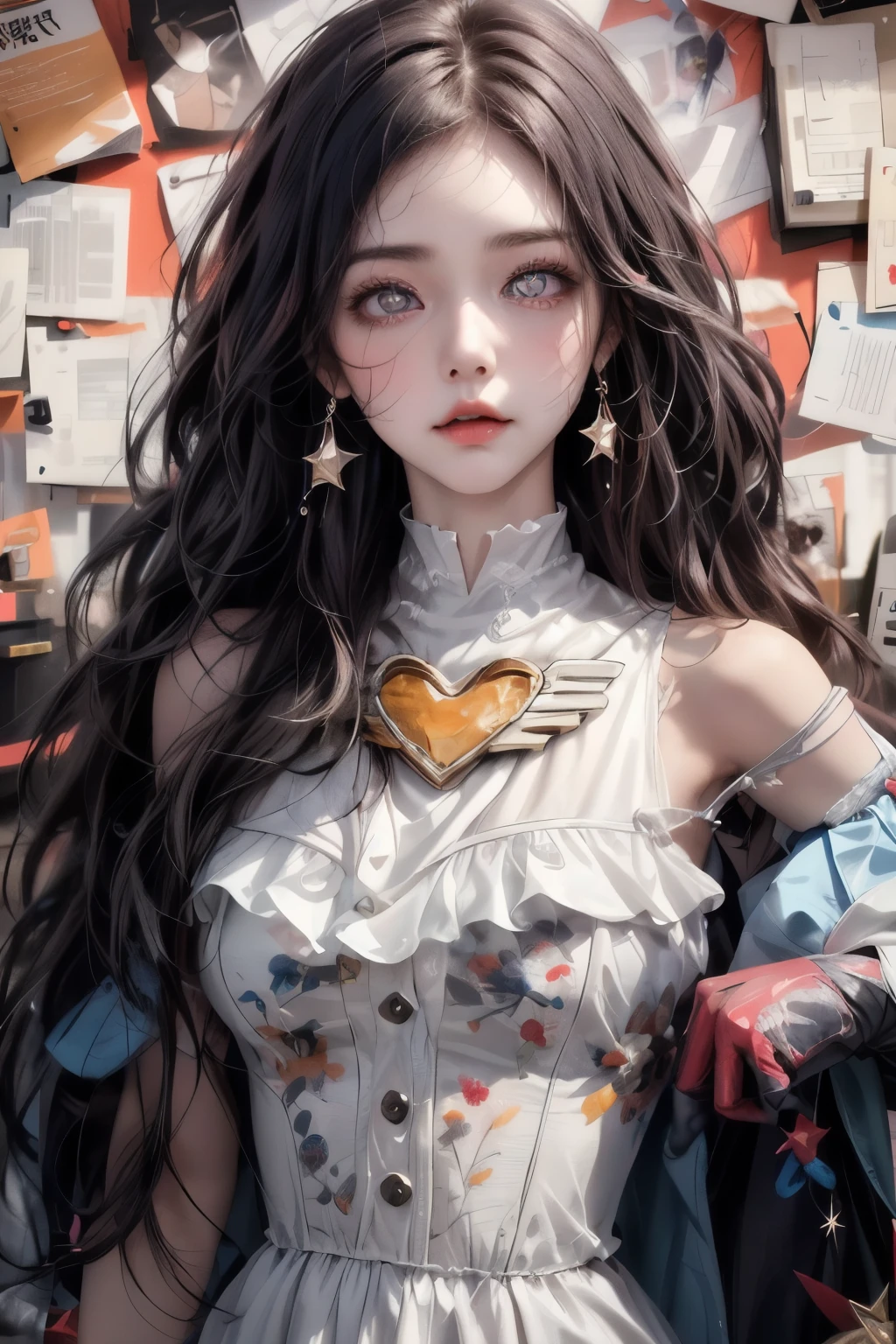 1 girl, ai hoshino, Beuatiful eyes, cowboy shot, Upper body portrait, Midjourney style, niji v5, Stylize --500, Masterpiece, ultra-detailed, highest quality, (star-shaped pupils), niji style