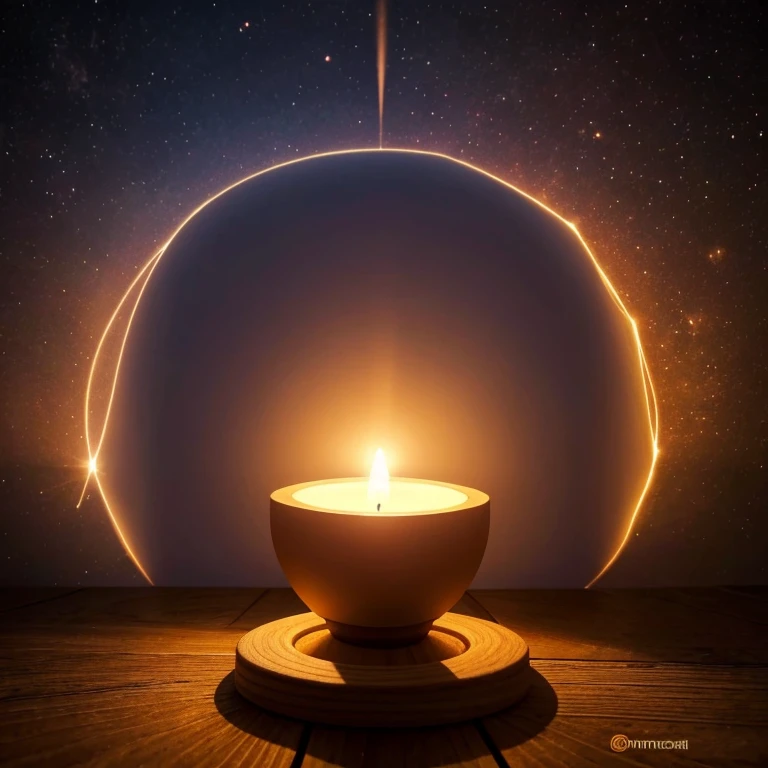 una vela encendida en la oscuridad, simbolizando la luz de la esperanza. La vela debe ser el foco principal, con detalles que transmitan calma y serenidad.Magic Awakens Dreams.
