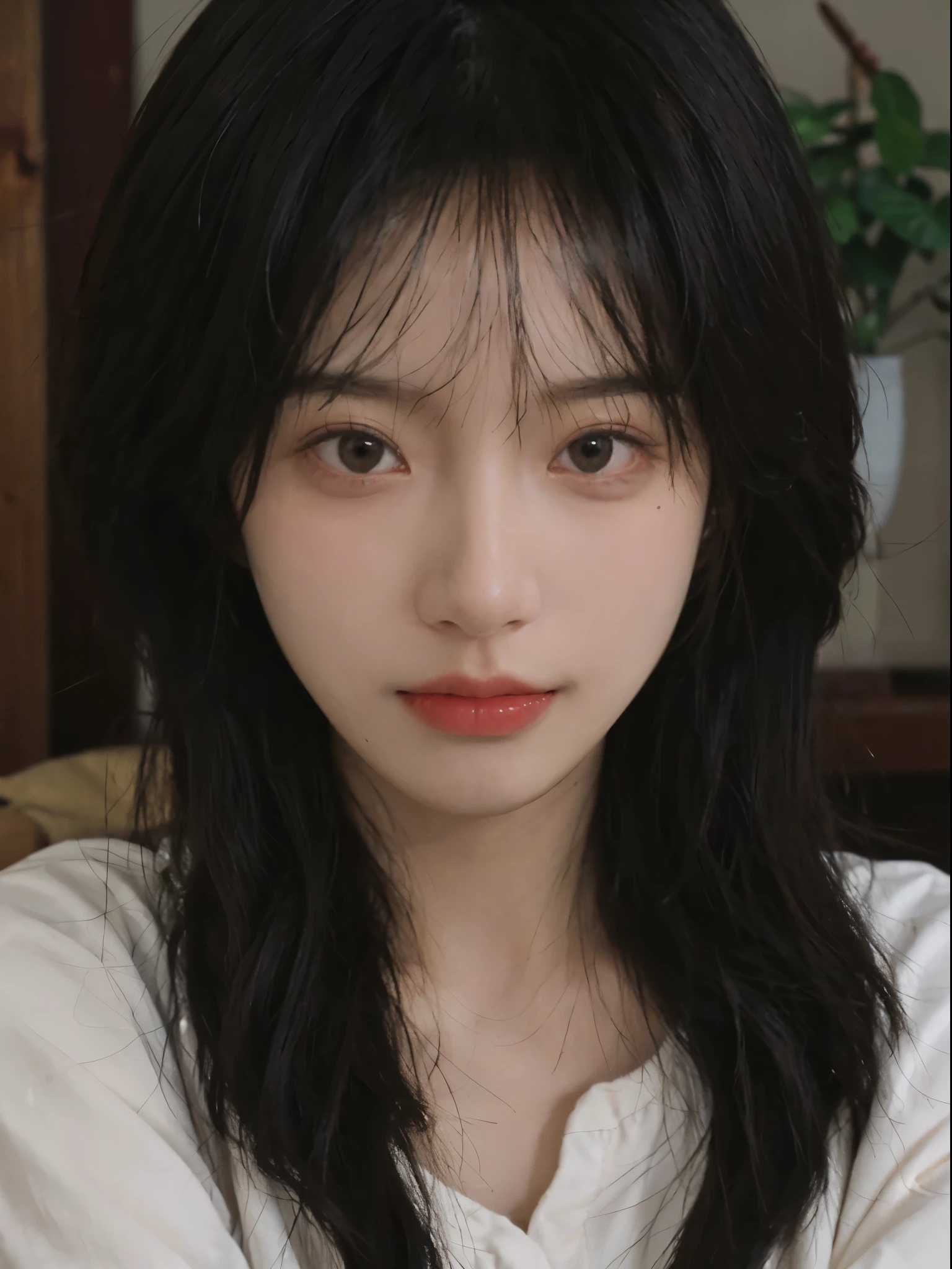 best qualtiy， 超高分辨率， （realisticlying：1.4），Fide (arafed) longblackhair、Asian woman in white shirt, soft portrait shot 8 k, she has black hair With bangs, jinyoung shin, IU, 8k artistic german bokeh, soft portrait, Nam Jae-yeon, innocent look, ulzzangs, Starting from 8K matte, Bae Xiuzhi, With cute doting eyes, 🤤 girl portrait, With bangs
