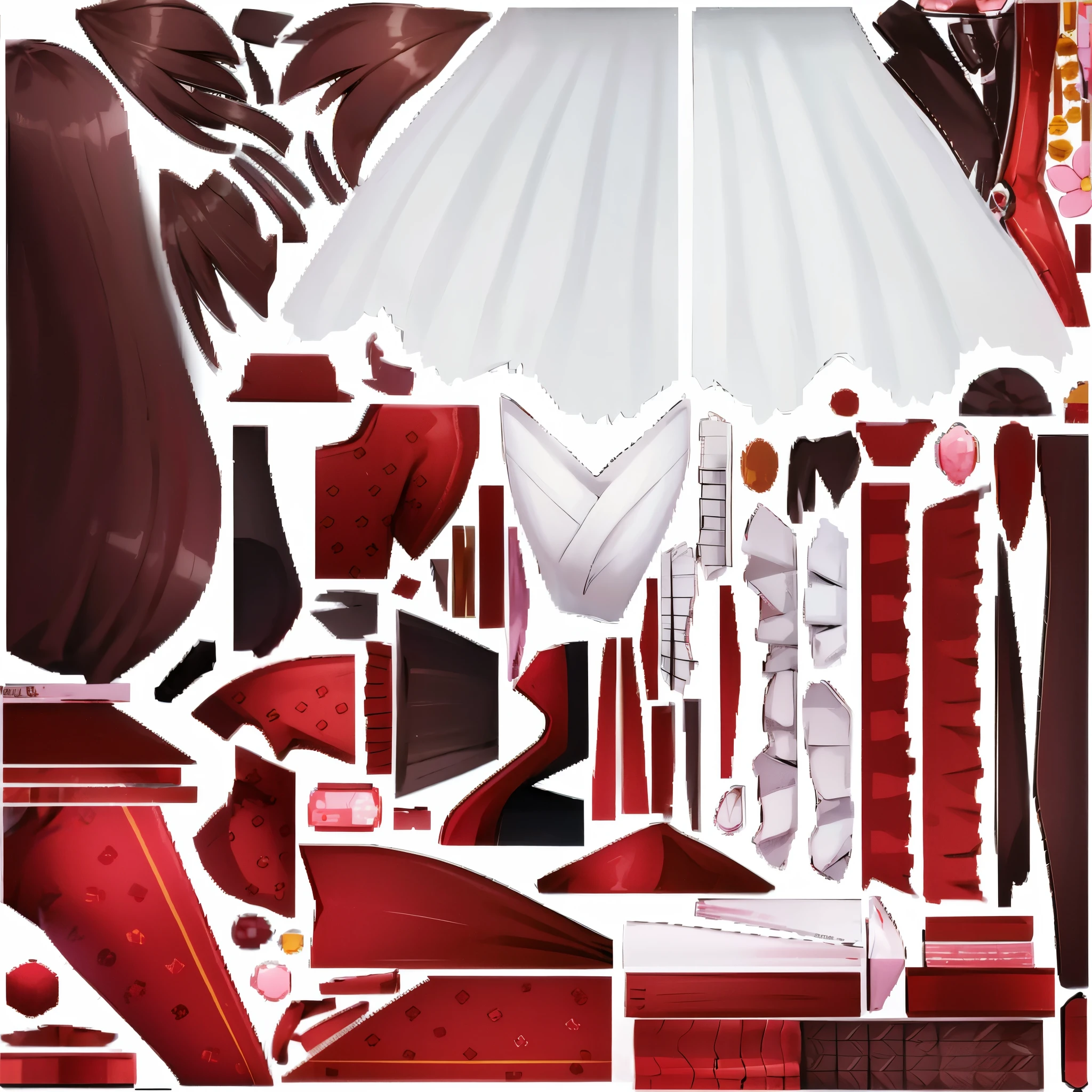 2D clothes stickers，People drawing，Hair texture，skirt texture，Clothing texture
