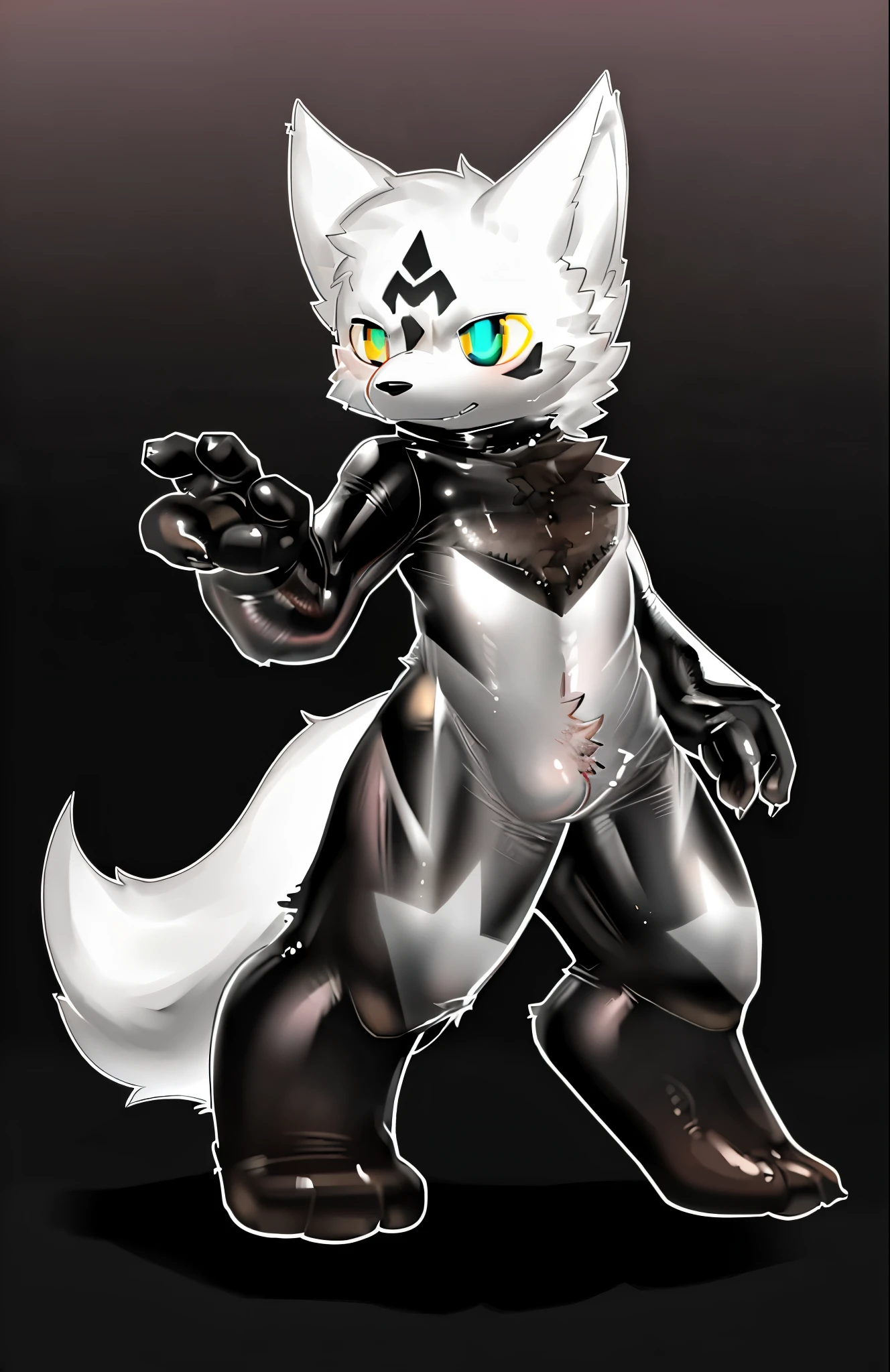 white wolf,Wear clothing all over,latex suit,detailed full body,full body detailed,高度detailed full body,whole body picture,full body shooting hyper detail,Latex clothing,Hairy head