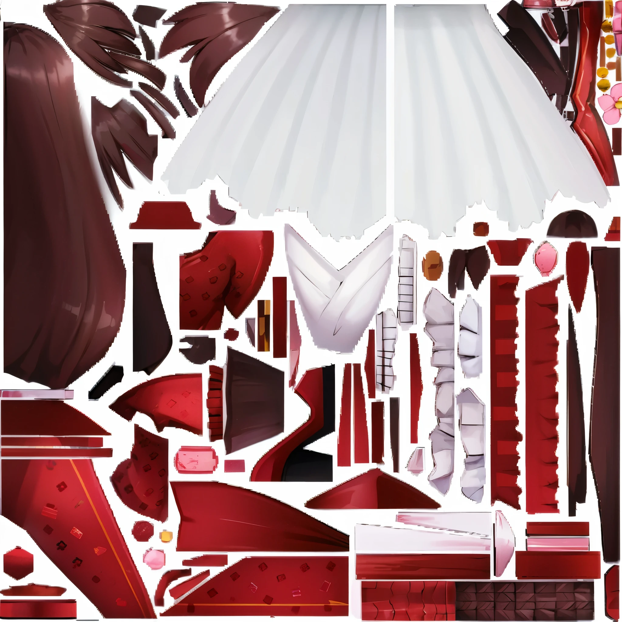 2D clothes stickers,People drawing,Hair texture,skirt texture,Clothing texture
