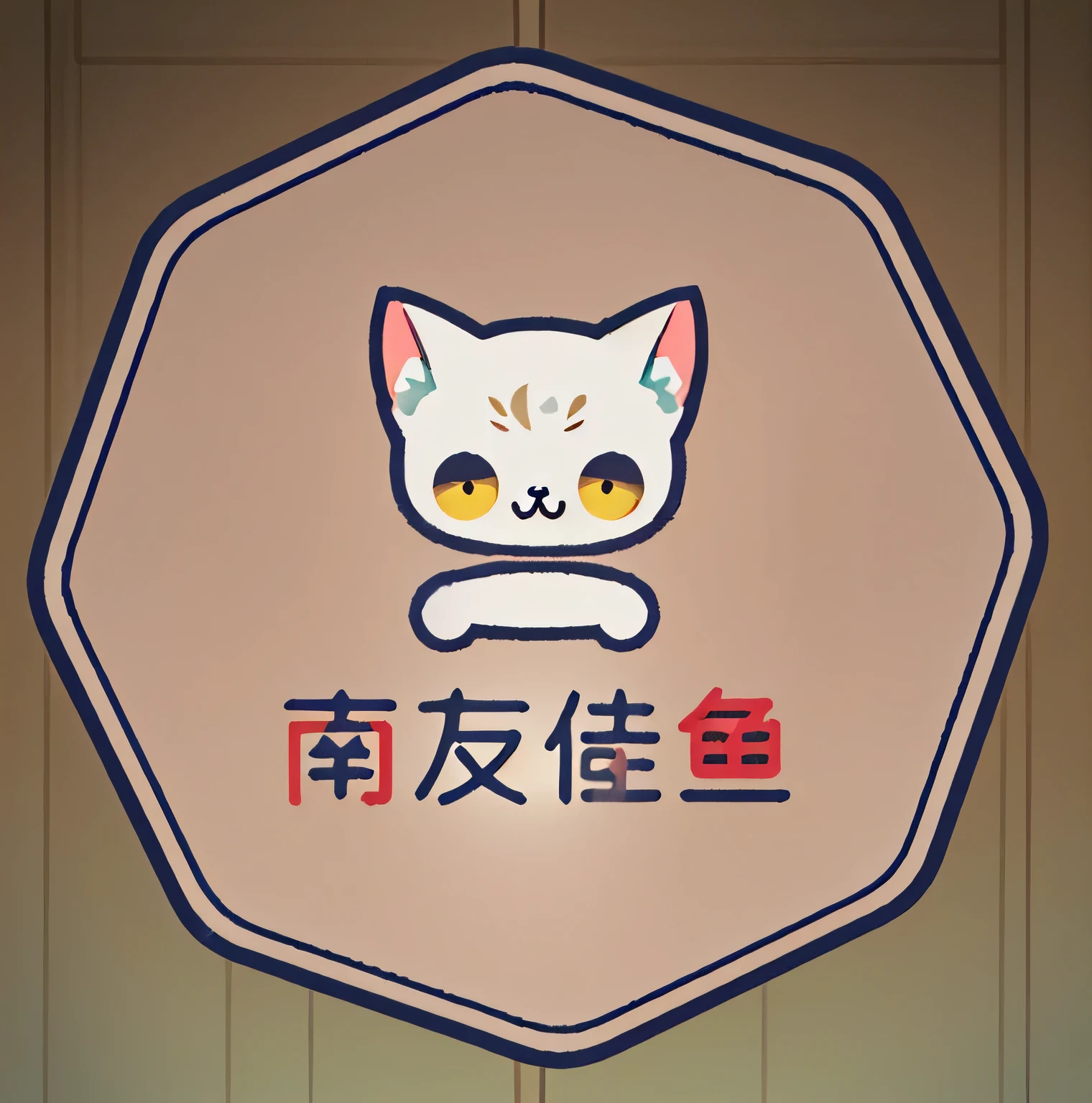 a close up of a sign with a catss and a bone in it, Nothing, Nothingmimi, Wang Chen, kawaii catss, beastly, Zhongyuan Universe, 千 葉 雄 大, With Japanese text, kanliu666, hori, katsushika, catss