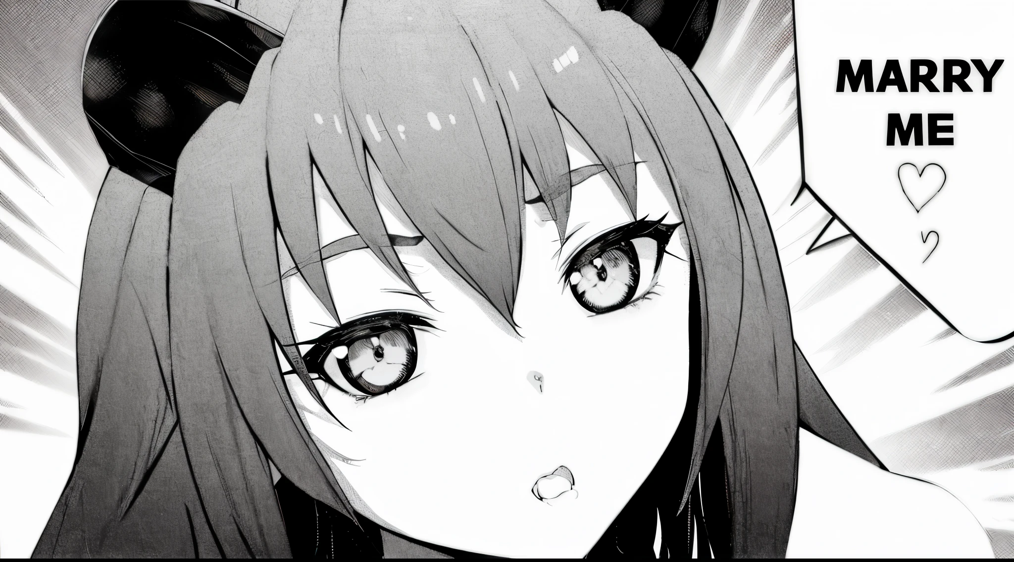 garota anime com cabelo preto e orelhas pretas com fundo branco, cara ahegao, black and white manga style, black and white manga panel, ela tem um rosto expressivo bonito, Gapmoe Yander, devious evil expression, black and white manga page, Gapmoe Yander grimdark, Close Up Iwakura Lain, Pupilas de anime negras em seus olhos