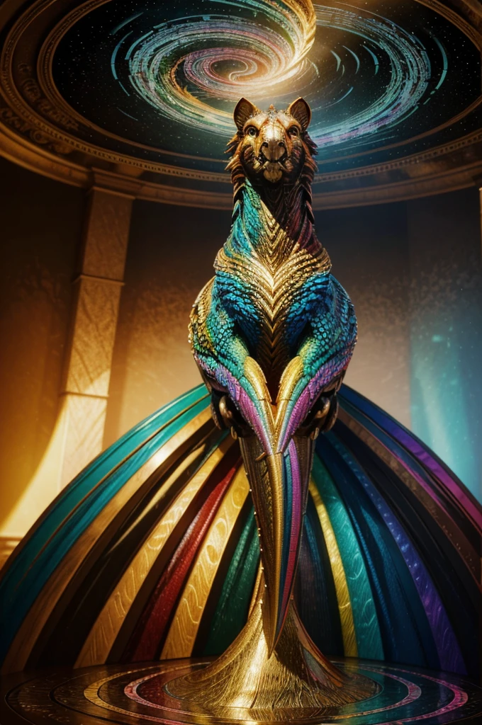 Artistic Images Prompt:
A three-colored rainbow spiral forming a Griffin, Digital Illustration, Fantasy, Art Station, Front View, High Resolution, Studio Lighting, Fish-eye Lens, Golden Ratio.