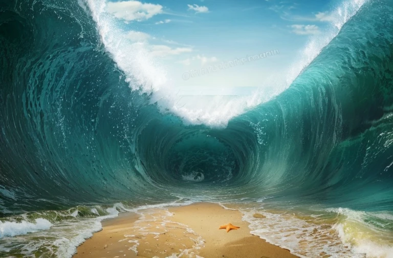 there is a large swell sea coming up from the beach with a starfish, swell sea breaking, ocean swell sea, amazing depth, tidal waves, breathtaking swell sea, giant swell seas, big swell sea, torment and swell seas, swell sea, tube swell sea, swell seas of energy, wallpaper hd, big swell seas, amazing wallpapers, huge swell seas, shockswell seas are coming out, Incredible depth, large swell seas, massive swell seas,4K分辨率,photorealestic,photorealestic照片,Motion picture film
