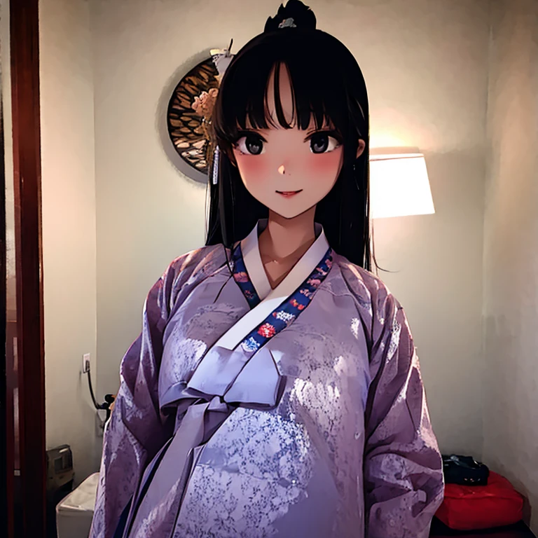 Black hair, sexy, large breasts, hanbok