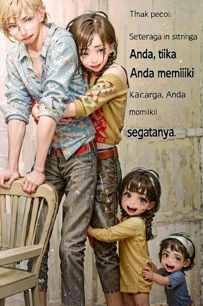 there is a picture of a picture of a family with a , by Mym Tuma, by Abidin Dino, images, emotional picture, diselpank art, by I Ketut Soki, by Kogan Gengei, 😃😀😄☺🙃😉😗, happy family, story book for adults, yan gisuka, father