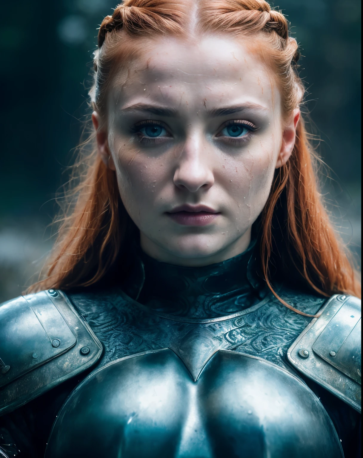 Sansa Stark, Gladiator dress,full body shot,Mediaeval, battlefield, Full figured woman,erotic warrior costumes,standing alone,after battle, fierce looks,one hand up with sword, detailed hairy armpits, victory pose, blood in sword,Standing bravely after battle,battle movie scene,cinematic colour grading,blood stains in dress,fought the battle dominantly,Sansa Stark PLAYED BY Sophie Turner,Queen SANSA STARK,mature,milf, sexy mediaeval battle dress,gladiator woman,body,45 yo Woman,revealing costumes,perky breast,alluring figure,big natural breast,mediaeval costumes,mediaeval queen dress,erotic costumes,lusty physique,((detailed face)), ((detailed facial featureinely detailed skin), pale skin,(in a highly detailed sexy mediaeval dress,soft natural light,wet skin,(cool colors), damp, reflections, (masterpiece) (perfect aspect ratio), (realistic photo), (best quality), (detailed) photographed on a Canon EOS R5, 50mm lens, F/2.8, HDR, (8k) (wallpaper) (cinematic lighting) (dramatic lighting) (sharp focus) (intricate), RAW photo, RAW photo, gigachad photo,8k uhd, dslr, high quality, film grain, Fujifilm XT3, extremely detailed,photorealistic, realistic,incredibly absurd, highly detailed, sharp focus,(Professional Studio Lighting),(Professional Color Grading), Edge Lighting,Dramatic lighting,Cinematic lighting,Lumen reflections, Soft natural lighting, Soft color, Photon mapping, Radiosity, (Beautiful eyes), (Detailed eyes), (Detailed face), symmetrical eyes, sharp eyes, cold face, full body), (HIGH LEVEL OF DETAIL),(wet, oil-lubricated),(sweaty),large breasts, high detailed skin, uncharacterized texture, hyper detailed, realistic skin texture, armor, best quality, ultra high res, (photorealistic: 1.4) high resolution, detailed, raw photo, sharp re, by lee jeffries nikon d850 film stock photography 4 kodak portra 400 camera F1.6 Lens rich colors hyper realistic texture dramatic lighting UnrealEngine trend in Artstation Cinestill 800, veins in the body, (body and fitness).