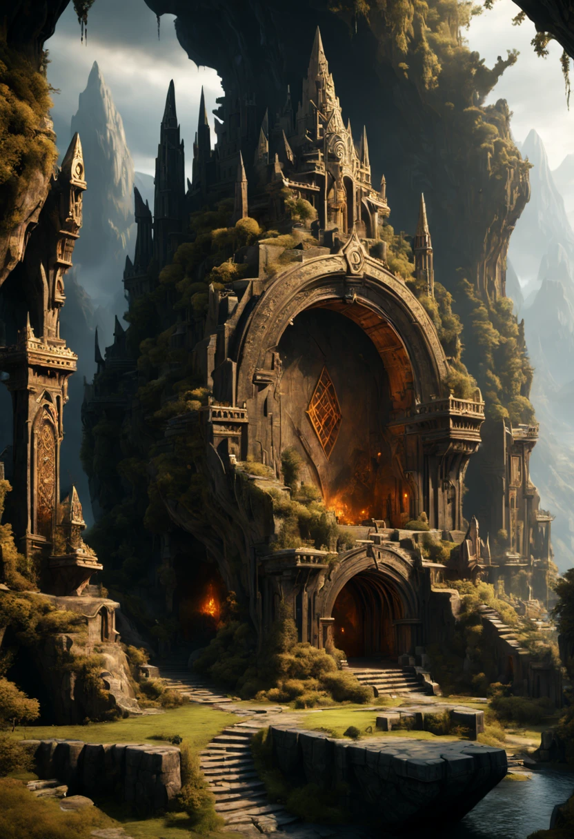 Mysterious Ancient Relics, middle earth, octane render, enhance, intricate, (masterpiece, Representative work, official art, Professional, unity 8k wallpaper:1.3)