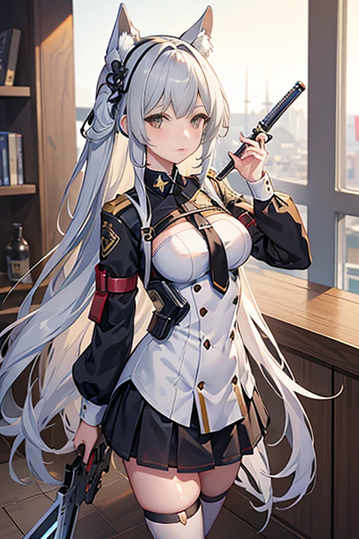 (masterpiece, best quality), best resolution,a 18yo, italian girl, short dress with long hair and a sword, from the azur lane videogame, azur lane style, from girls frontline, from arknights, characters from azur lane, girls frontline style, best anime 4k konachan wallpaper, fine details. girls frontline, kantai collection style, girls frontline cg, art of kirokaze pixel
