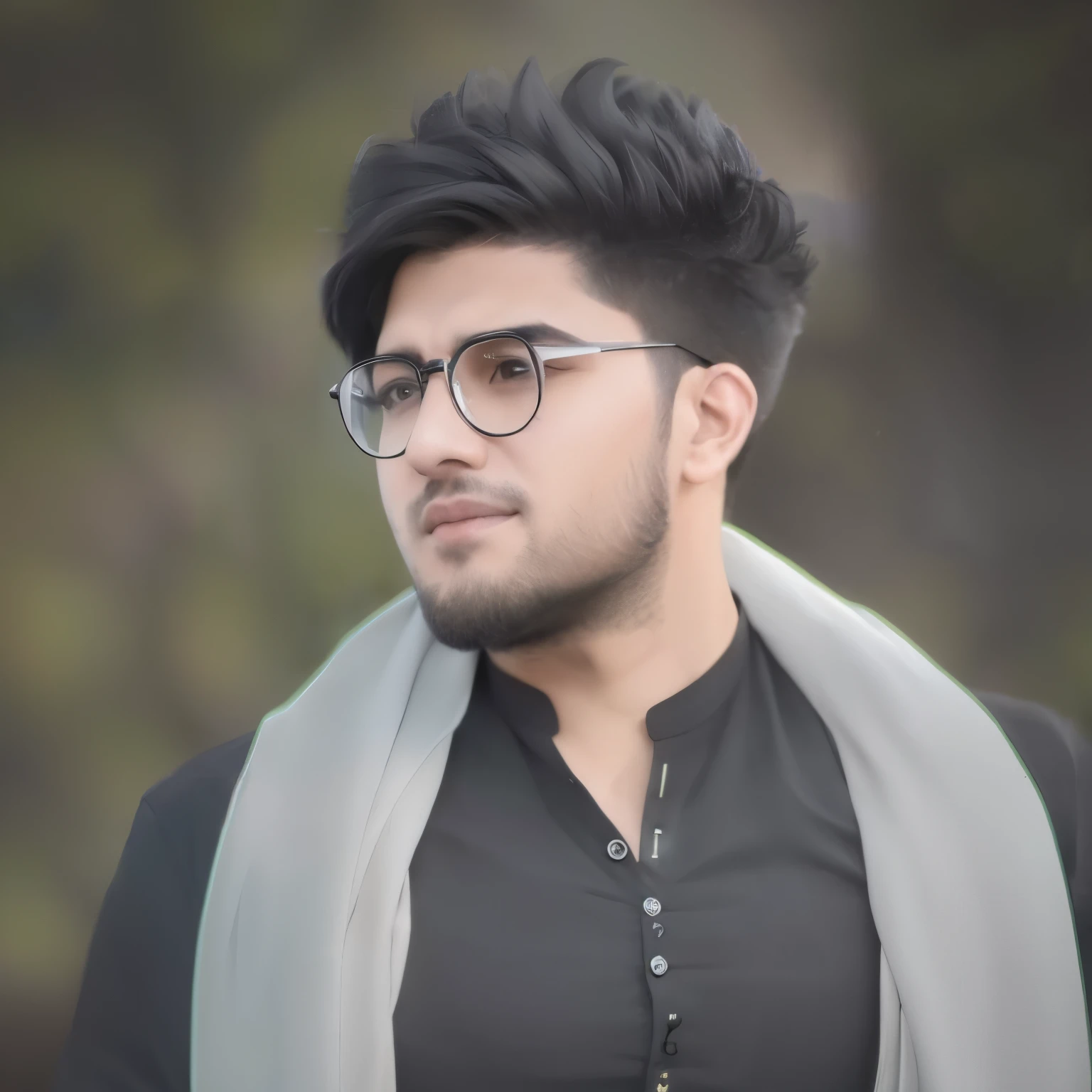 there is a man with glasses and a scarf on his neck, khyzyl saleem, ash thorp khyzyl saleem, kyza saleem, an afghan male type, profile picture 1024px, sayem reza, riyahd cassiem, facebook profile picture, portait photo profile picture, headshot profile picture, very very low quality picture