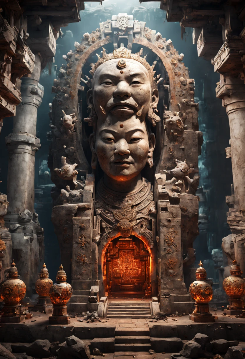 Mysterious Ancient Relics, underground, Tomb, Ancient Chinese Civilization, octane render, enhance, intricate, (masterpiece, Representative work, official art, Professional, unity 8k wallpaper:1.3)