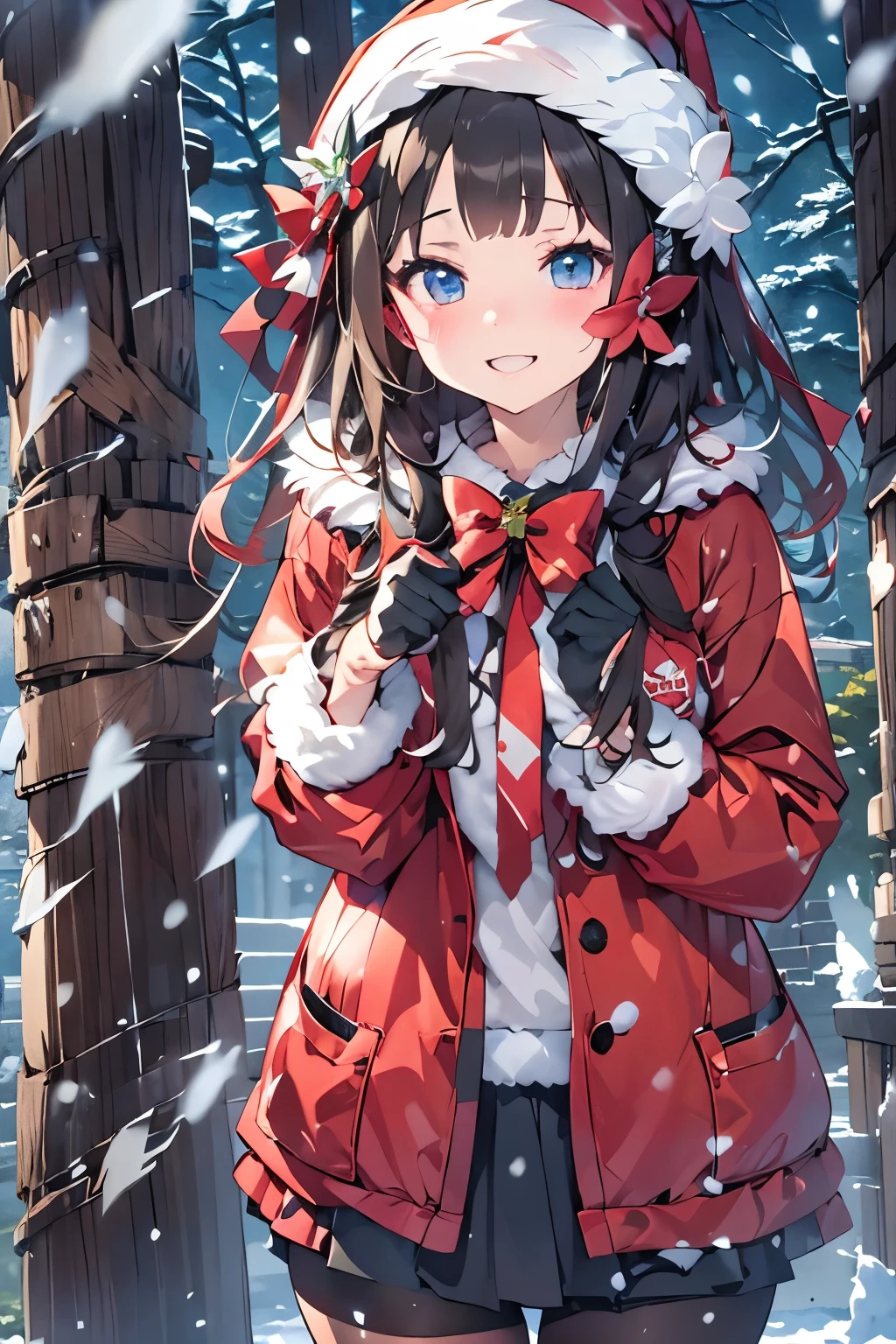 raw、santa claus 、one girls、a *********、Cute *********** s、Smiling、Slender and beautiful、small tits、７Head and body、A dark-haired、三つ編みのTwin-tailed:1.5、赤いsanta clausの帽子、carefully drawn brown eyes、enticing、Twin-tailed、It's snowing、snow country、Christmas tree、Christmas Colors、Winters、Silence、natta、きれいなnatta空、