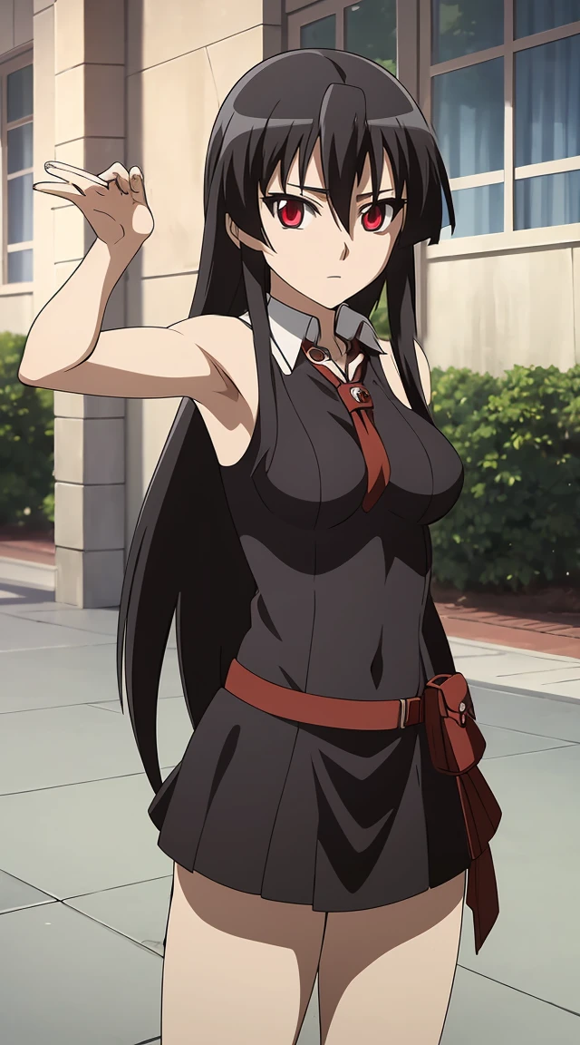 Akame (akame ga kill) anime art style, master piece, best quality,1girl,very long black hair, perfect face, expressive eyes, red eyes ,medium breasts ((nudes)), looking at me,sexy pose ,full body, background hotel room