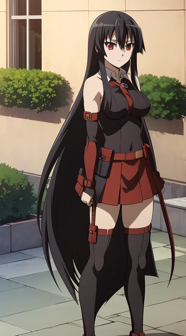 Akame (akame ga kill) anime art style, master piece, best quality,1girl,very long black hair, perfect face, expressive eyes, red eyes ,medium breasts ((nudes)), looking at me,sexy pose ,full body, background hotel room