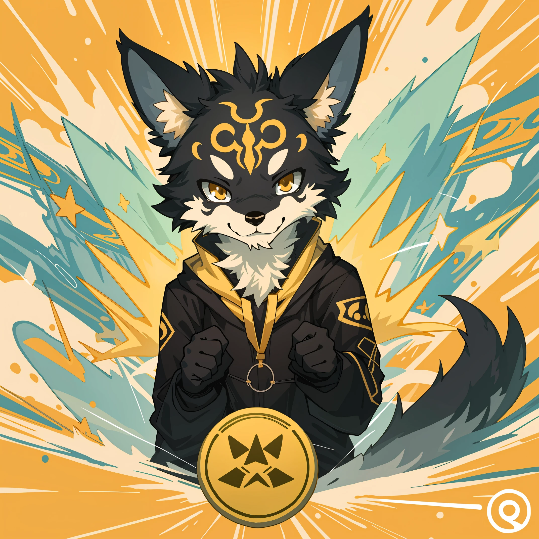 cover page, highres, top quality, best quality, paid reward available, unparalleled masterpiece, perfect artwork, absurdres, High-quality illustrations, super high resolution, rzminjourney, vector-art, High-quality illustrations, masterpiece)(kemono, furry anthro)logo mark, round,