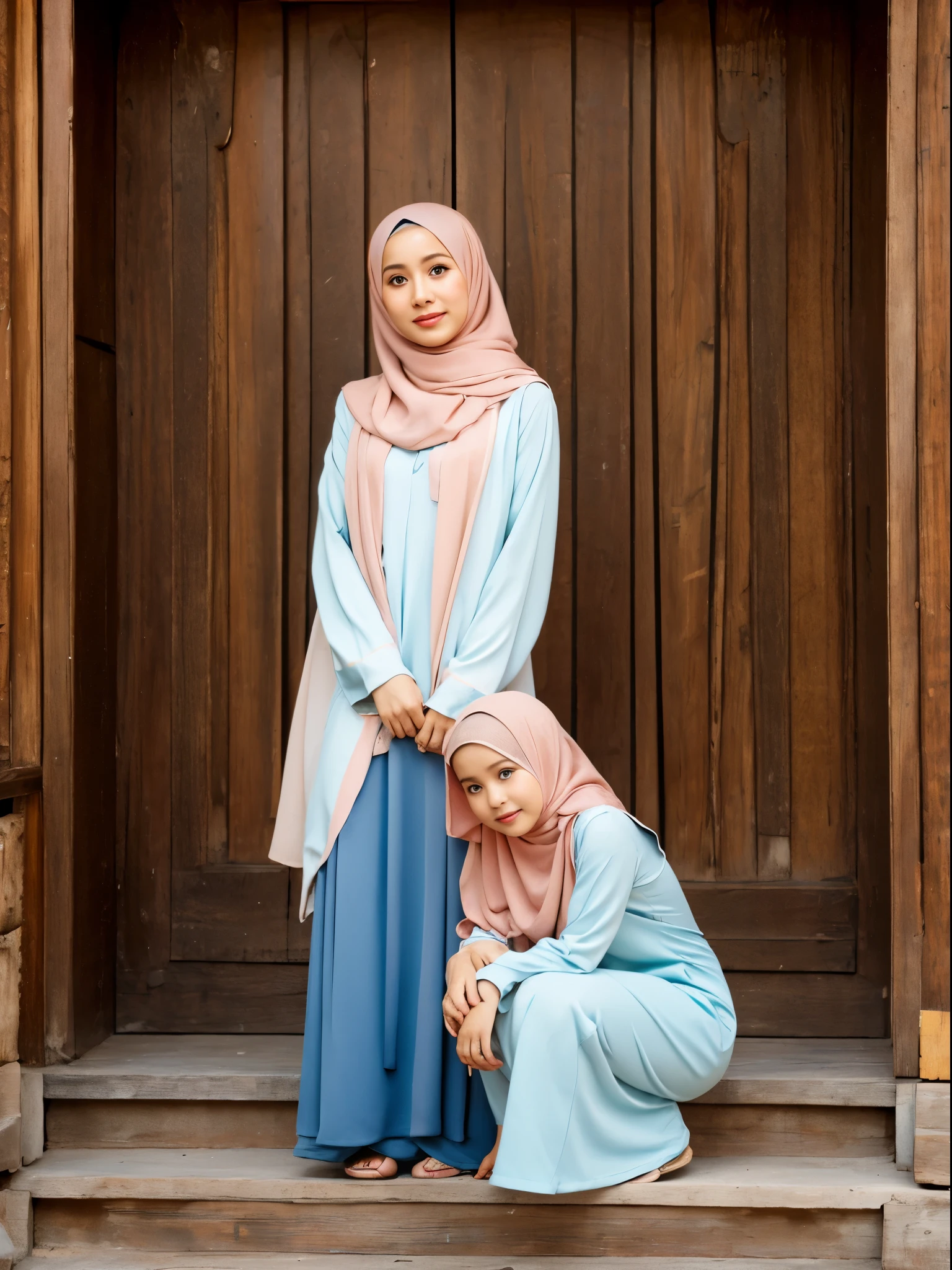 10 year old girls sitting on each other while wearing long satin mermaid maxi skirt and hoodie