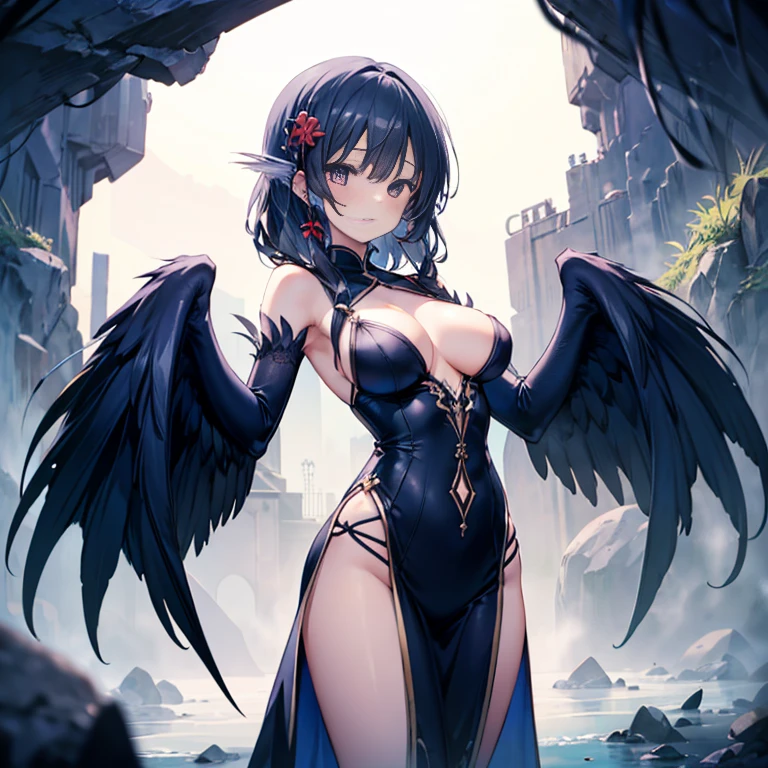 Female creatures, (harpy,girl withを捕まえる,standing posture), , Highest Quality, (Whole body), masutepiece, Ultra-fine illustration, Background inside the cave(full of spider webs) ,girl with(1 persons)(Captive)(,he is grabbing and catching with both hands.) Girl with a puzzled expression boob chalk girl with抱っこしている girl with抱えてる girl with抱きしめている 1girl with、2girl with、Choking in the chest、 holding another person'press my head against your chest Bury your face in your chest Boob Press 顔面Boob Press My face is buried in my chest Buried in breasts and suffocated Lily Sex harems
