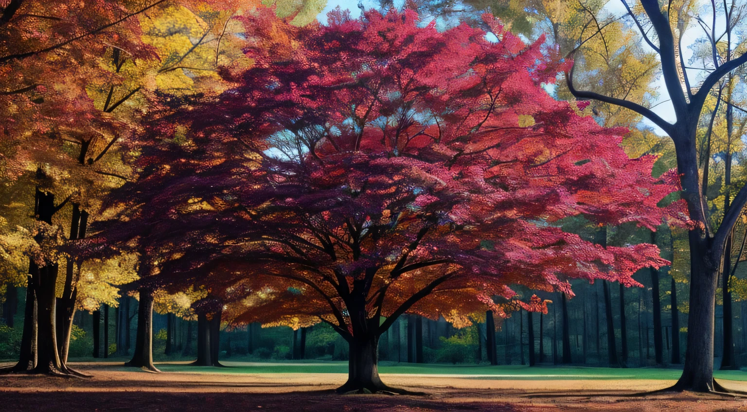 Create an image of a tree with roots deep in the ground, branches reaching toward the sky. Utilize a harmonious blend of colors to represent personal growth through the acceptance of experiences