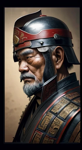 oriental、Old man wearing ancient Chinese armor、Old man wearing an ancient Chinese helmet、three kingdom、multiple warlords、top-quality、masterpiece、超A high resolution、(Photorealsitic:1.4)、Cinematic poster