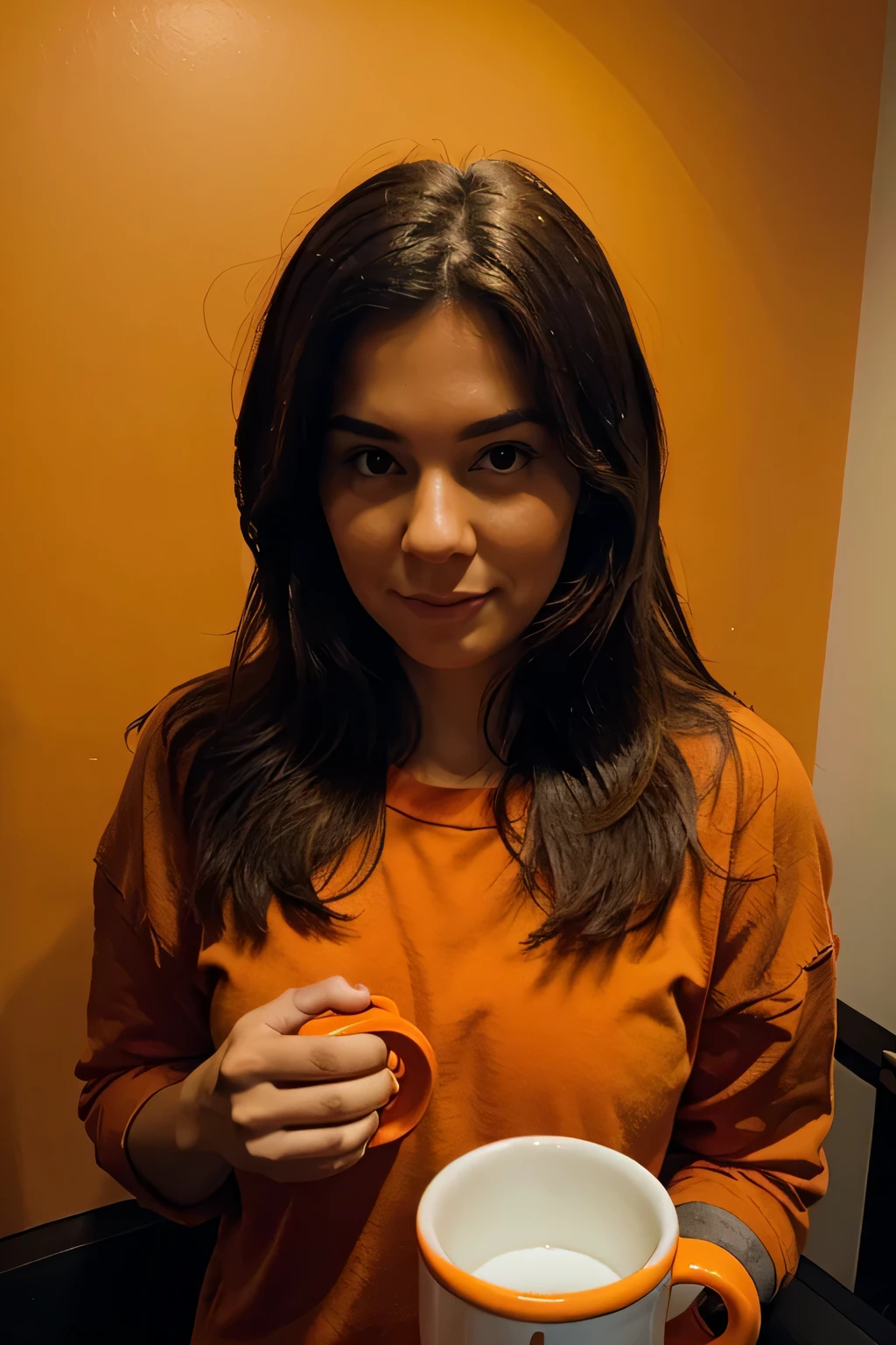 uma caneca laranja