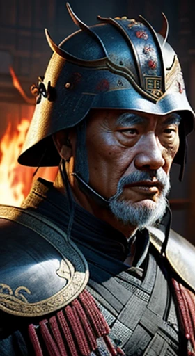 oriental、Old man wearing ancient Chinese armor、Old man wearing an ancient Chinese helmet、three kingdom、multiple warlords、top-quality、​masterpiece、超A high resolution、(Photorealsitic:1.4)、Cinematic poster