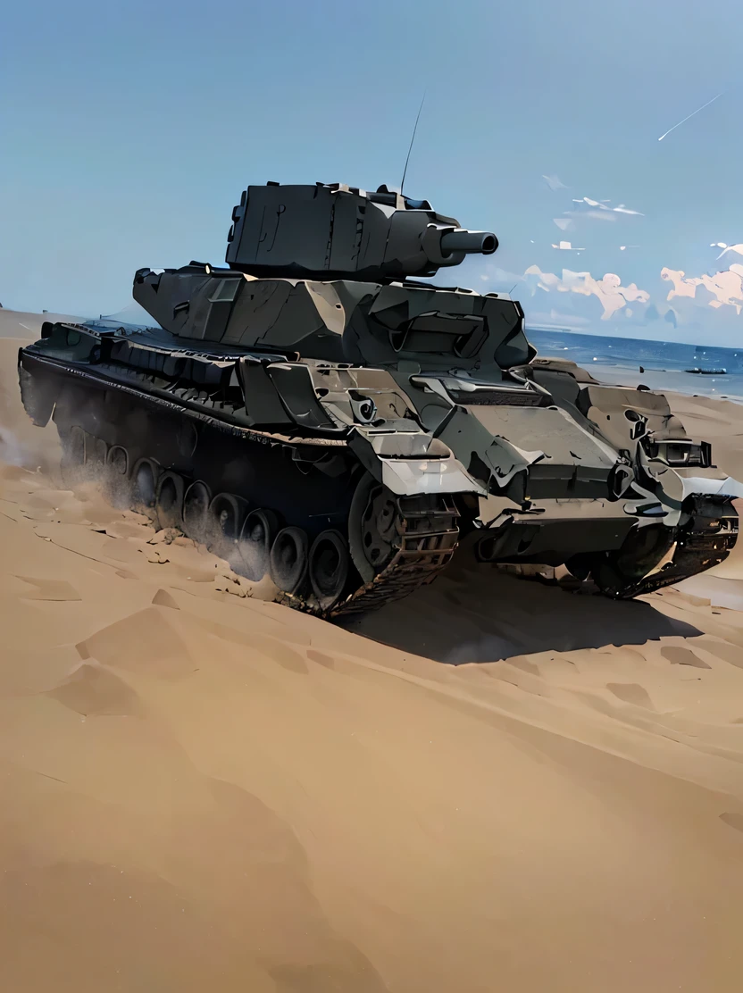 white ais-chocsauce tank driving across the desert <lora:Chocolate_Sauce_SDXL:1>