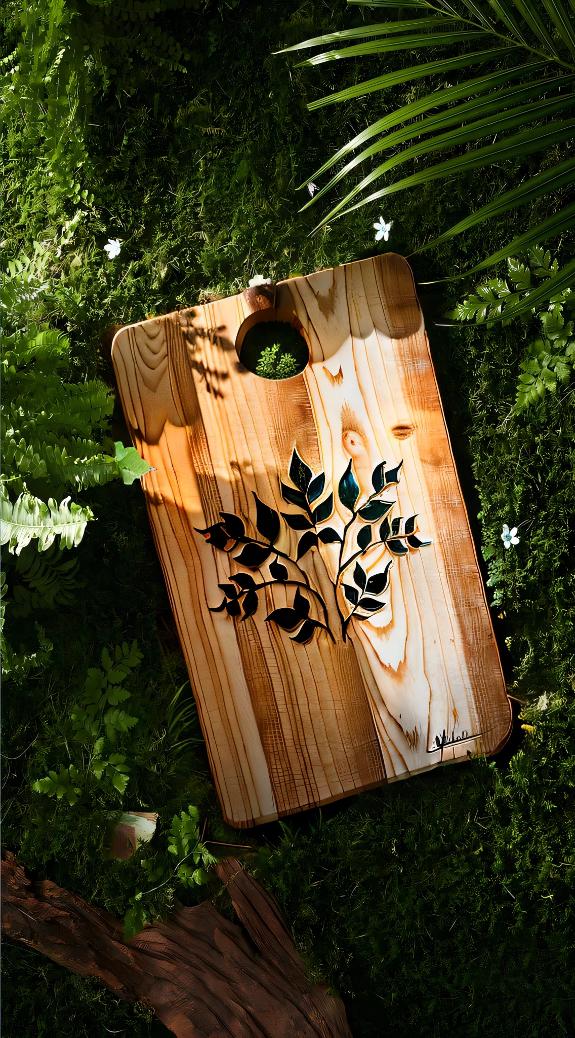 Graffiti area replaced with wooden cutting board