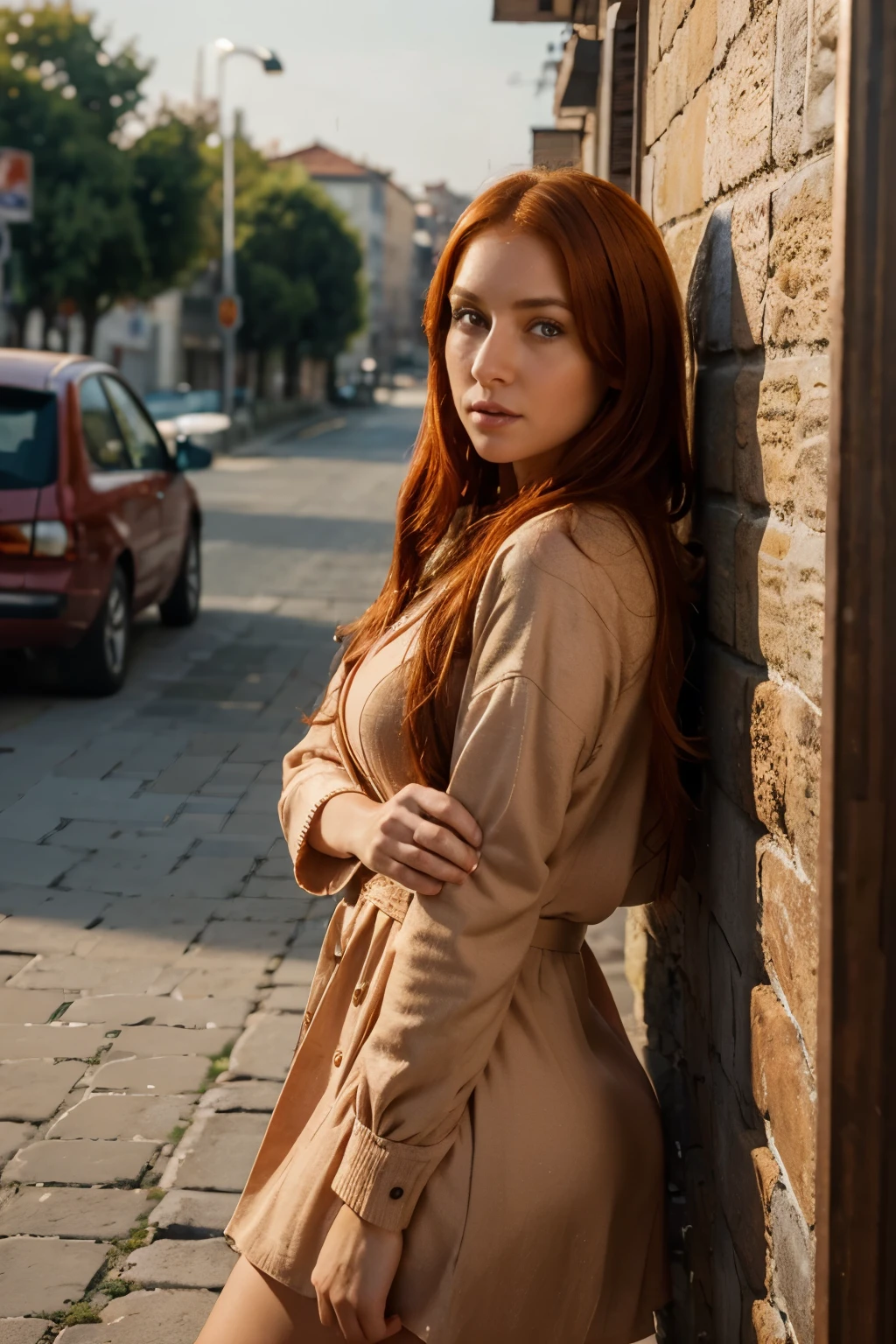 short dress,full body, sexy legs,A beautiful European red hair woman in istanbul, sad face. Her hazel eyes are big and heavy. Expression of awe and excitement. "A photorealistic portrait of a 35-year-old girl with long, flowing red hair and striking hazel eyest. She should have a natural, approachable expression and be illuminated by soft, golden-hour sunlight. The background should be a scenic istanbul setting. Capture this image with a high-resolution photograph using an 10 mm lens for a flattering perspective."hyper realistic, ultra detailed photograph of a french Do-it-yourself woman, the woman is facing the camera depth of field, HOF, hall of fame, detailed gorgeous face, apocalyptic environment, natural fullbody posture, professional photographer, captured with professional DSLR camera,huge eyelashes, red dress, wearing jeans,A beautiful European red hair woman in istanbul, filled with smoke and distant fire. Her hazel eyes are big and heavy. She wears a winter jacket, partly burned. Expression of awe and excitement. "A photorealistic portrait of a 35-year-old girl with long, flowing red hair and striking hazel eyest. modern human presence in southeast Europe l, in the style of photorealistic portraiture, uhd image,beach, natural textures, office dress, realistic details, office, natural skin, (cinematic 1.2, film grain:1.1), sexy bikini, on beach