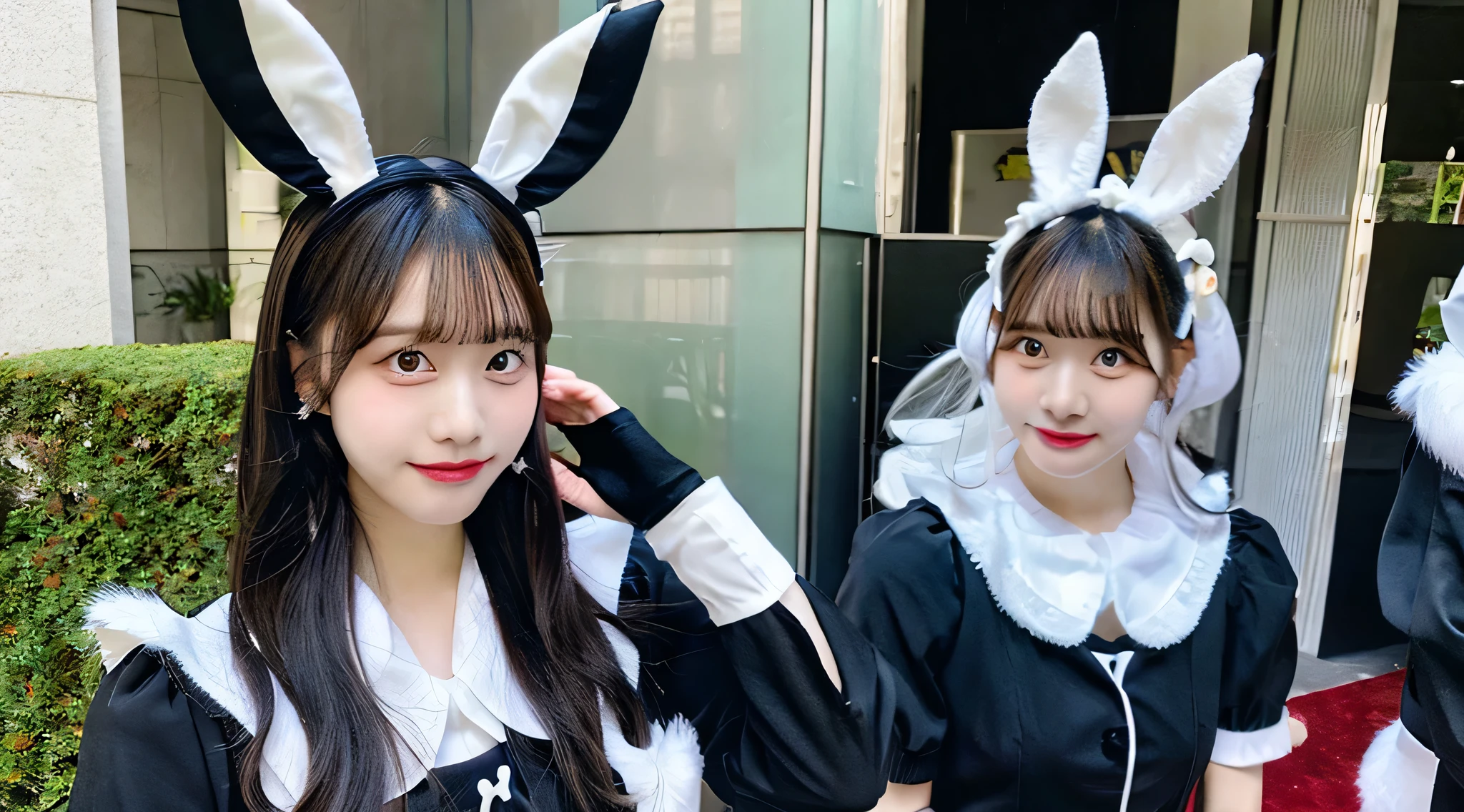 Bunny girl with black fake ears and black outfit