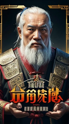 oriental、Old man wearing ancient Chinese armor、old man with ancient chinese hairstyle、three kingdom、multiple warlords、top-quality、masterpiece、超A high resolution、(Photorealsitic:1.4)、Game Posters、